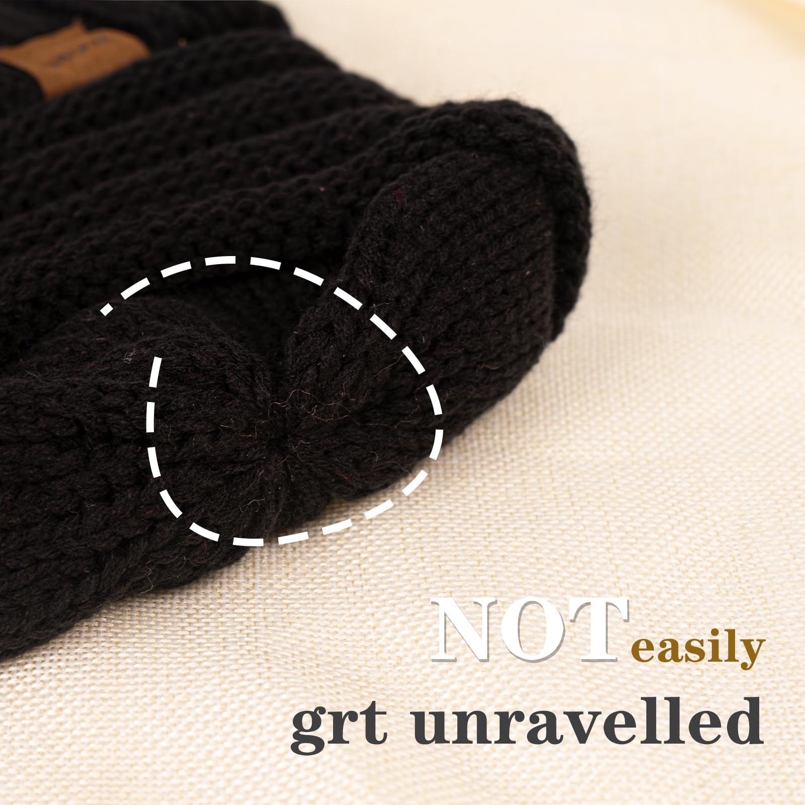 ZOORON Womens Winter Hat Slouchy Beanies for Women Cable Knit Winter Beanie Hats for Women Thick Cold Weather - Beanies Women, 1pack- Black, 7-7 3/8 1
