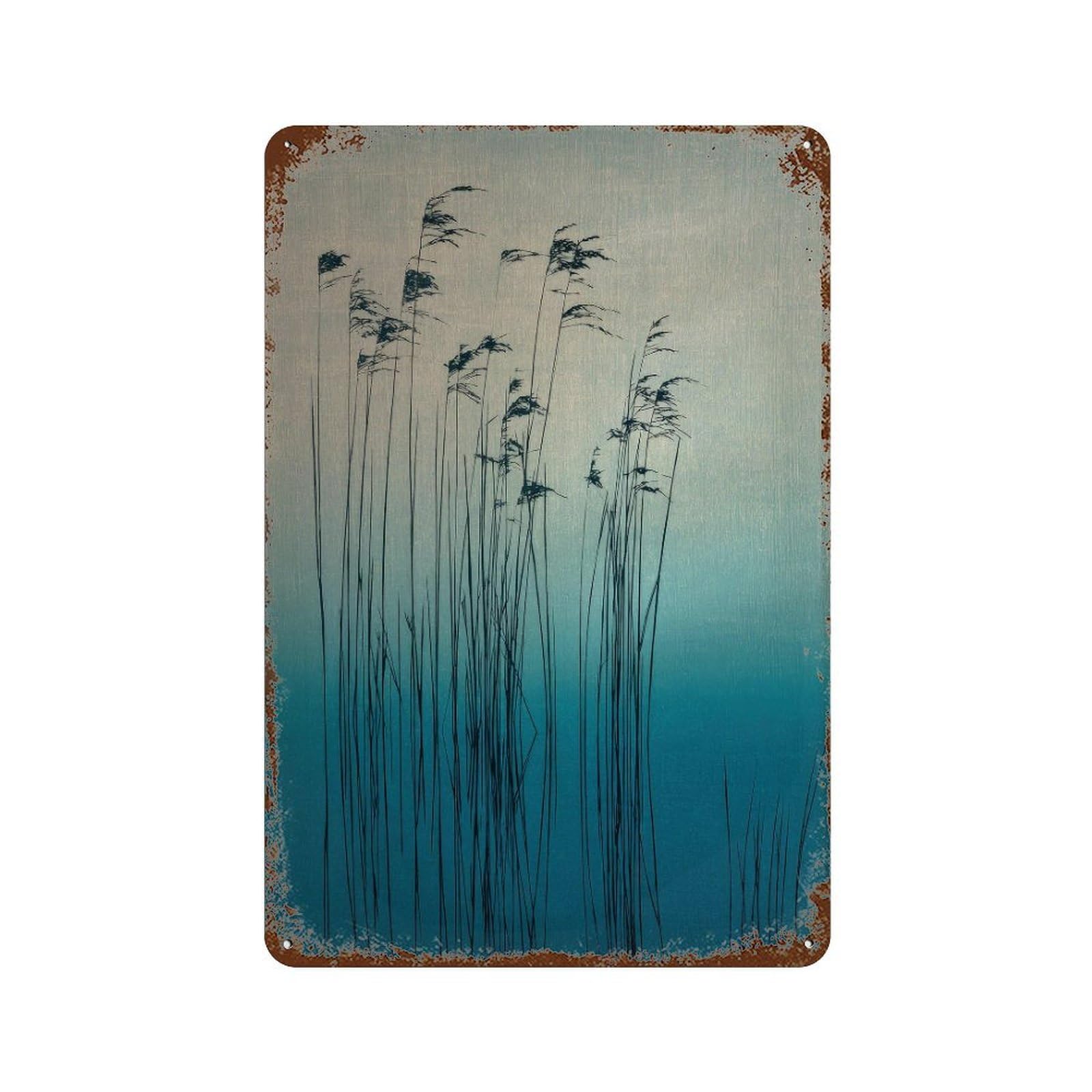 xiaoxiaoshen Reeds Silhouette. Minimalist Gradient Wall Decor Art Metal Tin Poster Modern Home Decor Art Home Bar Shop Decorations Vintage Sign 30x20cm