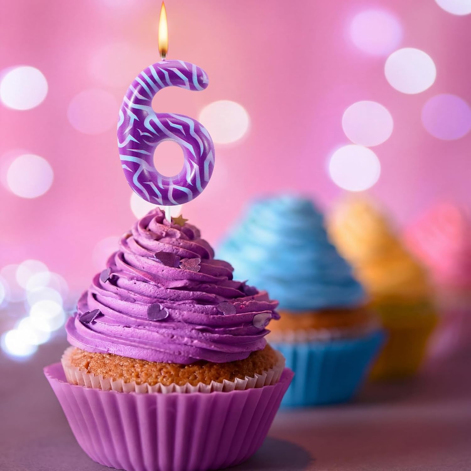 Conelist 1 Pack Number 6 Kpop Theme Birthday Candle 6th Birthday Candles Purple Numeral Cake Topper 6 Candle for Kpop Theme Party Supplies Favor Cake Decoration, Purple