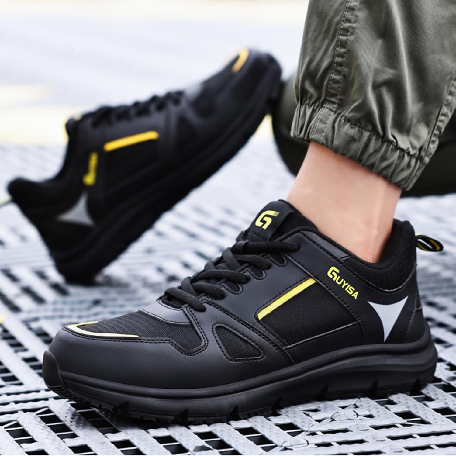 [Muluso] 安全靴 作業靴 軽量 スニーカー MD底 男女兼用 ワークシューズ メンズ 鋼製先芯入り 釘踏み抜き防止 耐滑 耐