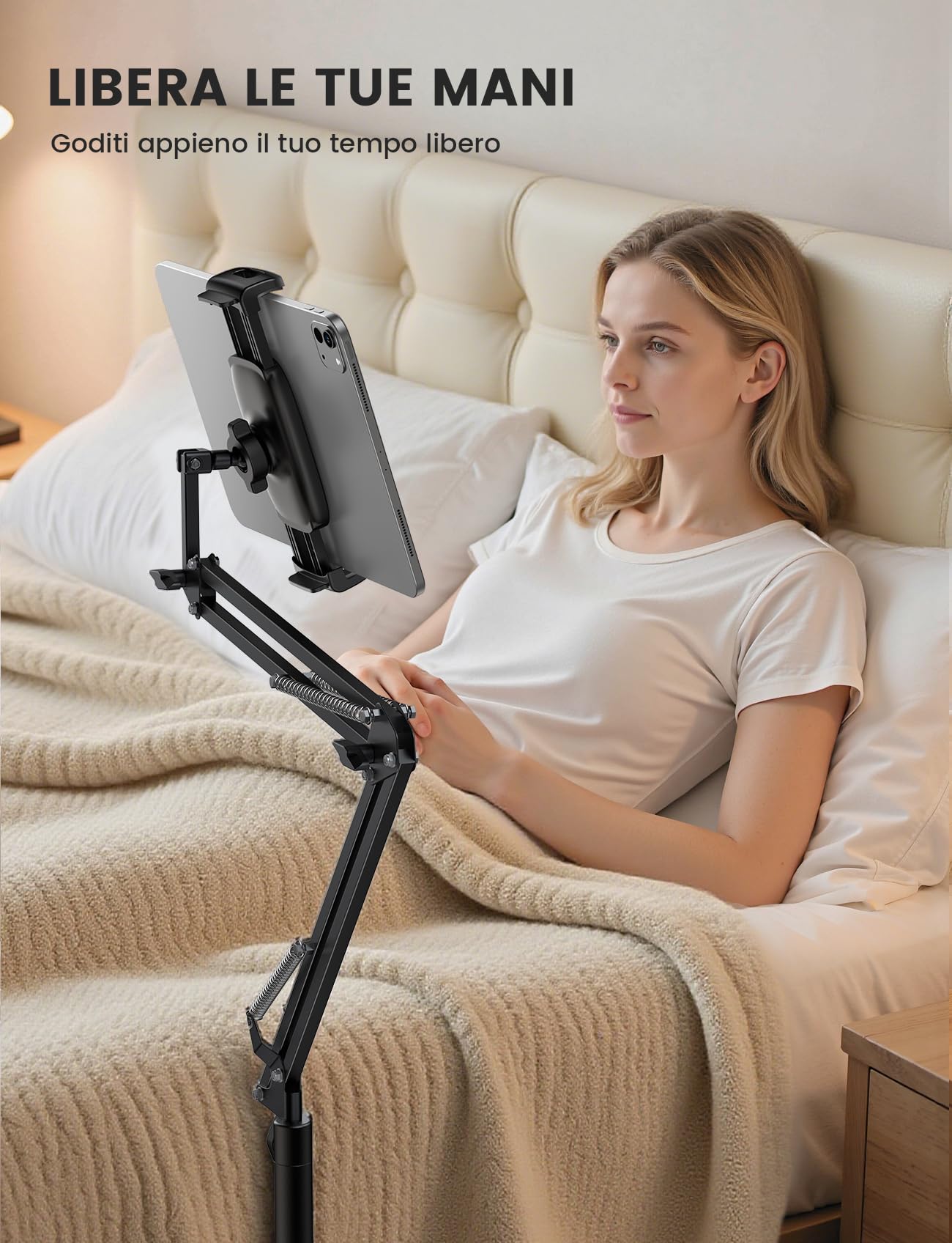 Lamicall Supporto per Tablet da Pavimento 360° Rotazione Regolabile Altezza Angolo Base Resistente Metall 4,7-13 Cal