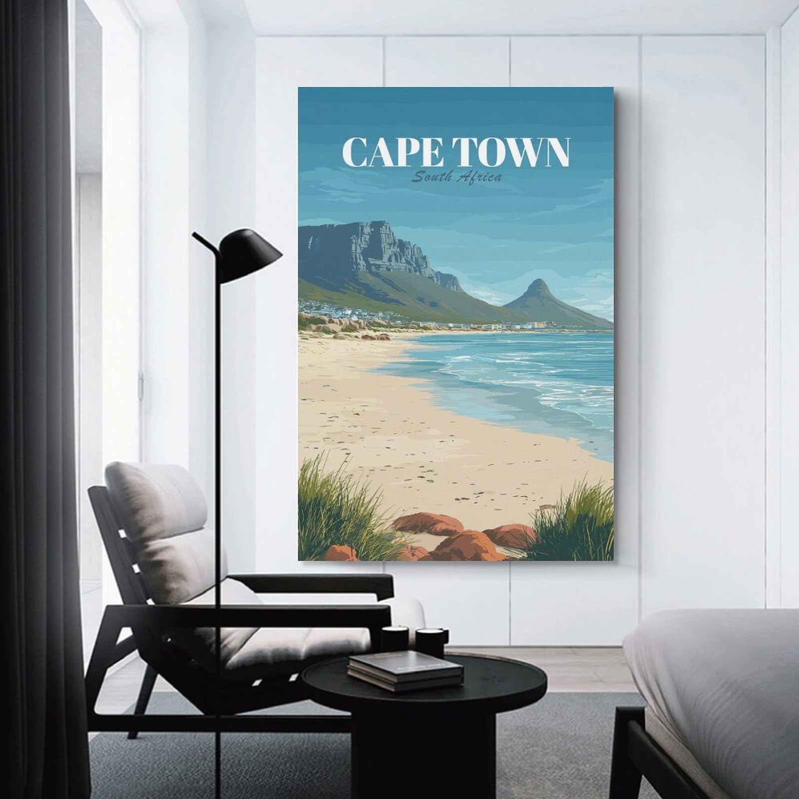 Junmoney Decorative Wall Artwork Cape Town South Africa Travel, 12x18inch(30x45cm), for Calm Bedrooms, Home Corners Or Flats, An Easy Wall Refresh for Bedrooms