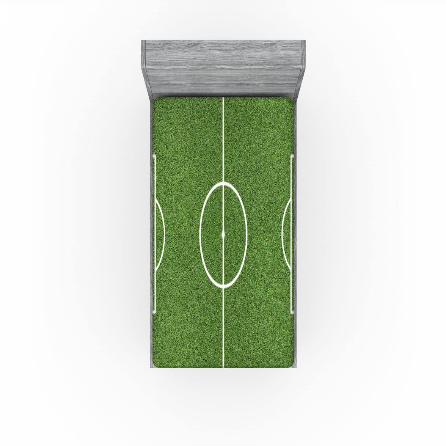 Ambesonne Sports 2 Pack Fitted Sheet, Soccer Stadium Field Print, Bed Cover All-Round Elastic Deep Pockets 2 Pieces, Package Contains 2 Twin XL Size Fitted Sheets, Fern Green White