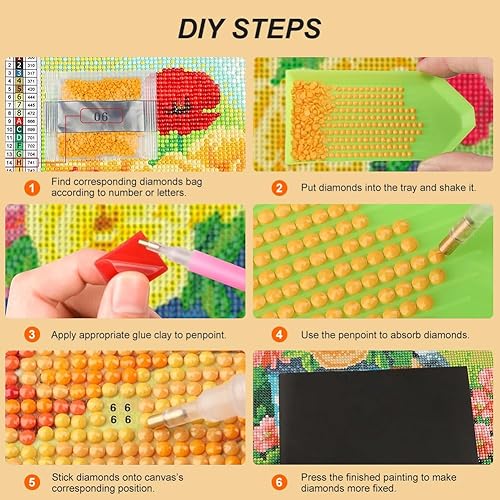 Miniatura 6 de WSLWXSHM Kits de pintura de diamantes para adultos, kits de arte de diamantes redondos de taladro completo, pintura 5D con diamantes, manualidades