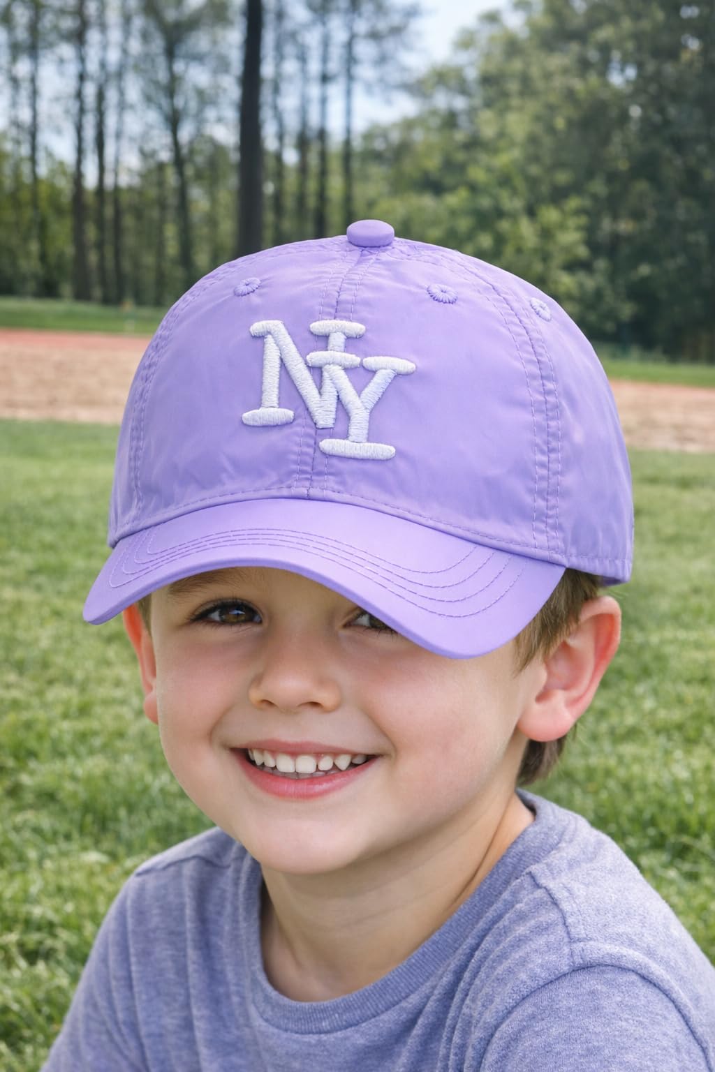 Gorra de niño con Bordado NY de 6 Paneles con Cierre Ajustable. con Orificios de ventilación Bordados. Gorra Infantil, niñas y niños Entre 4 y 13 años