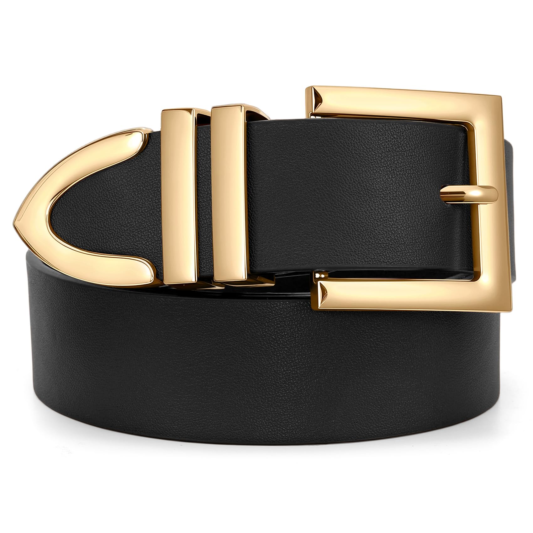 SUOSDEY Plus Size Womens Leather Belts for Jeans Pants Dress Fashion Women Waist Belt with Gold Buckle