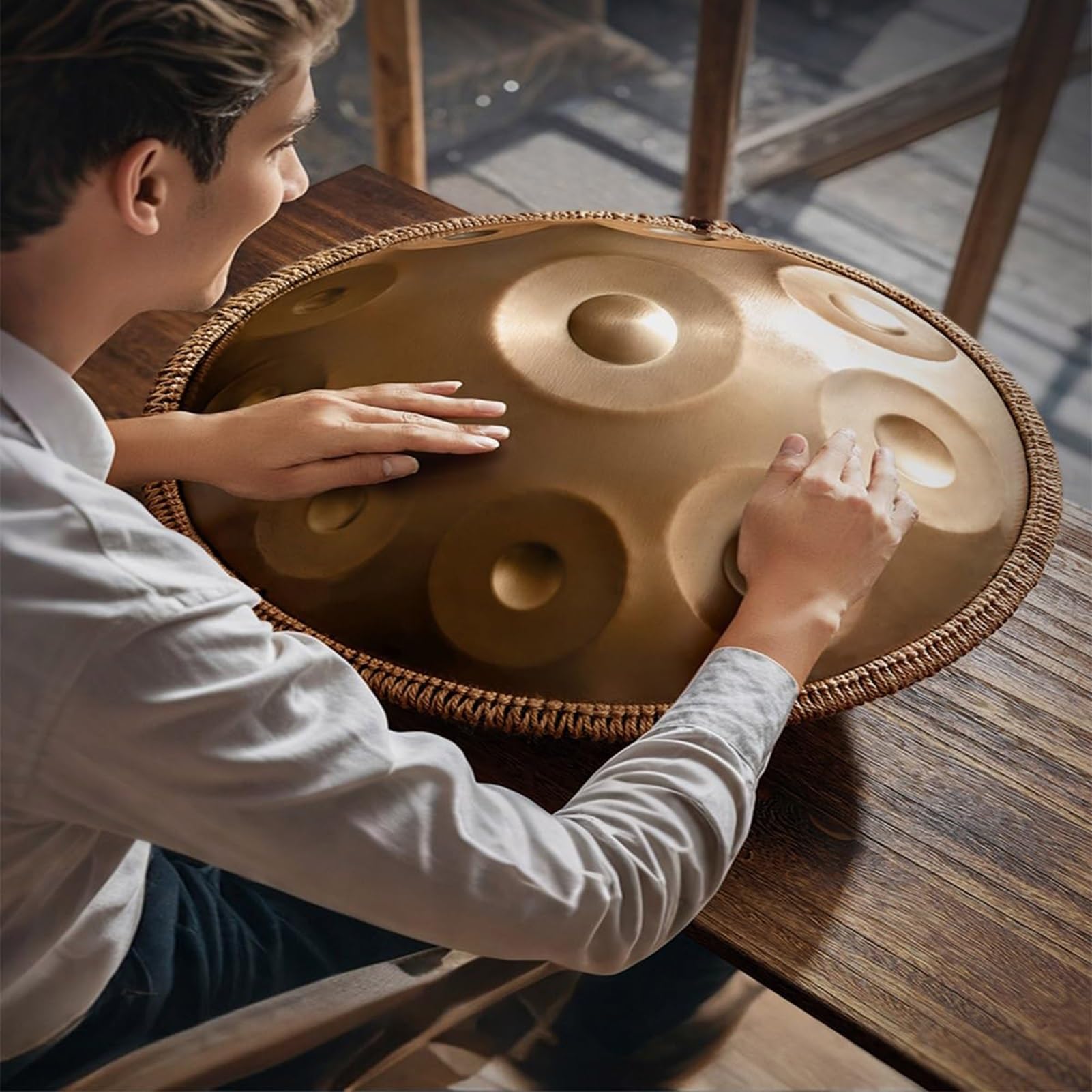 Set Di Batteria Handpan, 432Hz/440Hz, 9/10/12 Note, Strumenti A Percussione In Acciaio Handpan In Re Minore, Tamburo A Mano In Acciaio Per Adulti Con Supporto, Borsa(D,440HZ/9Note)