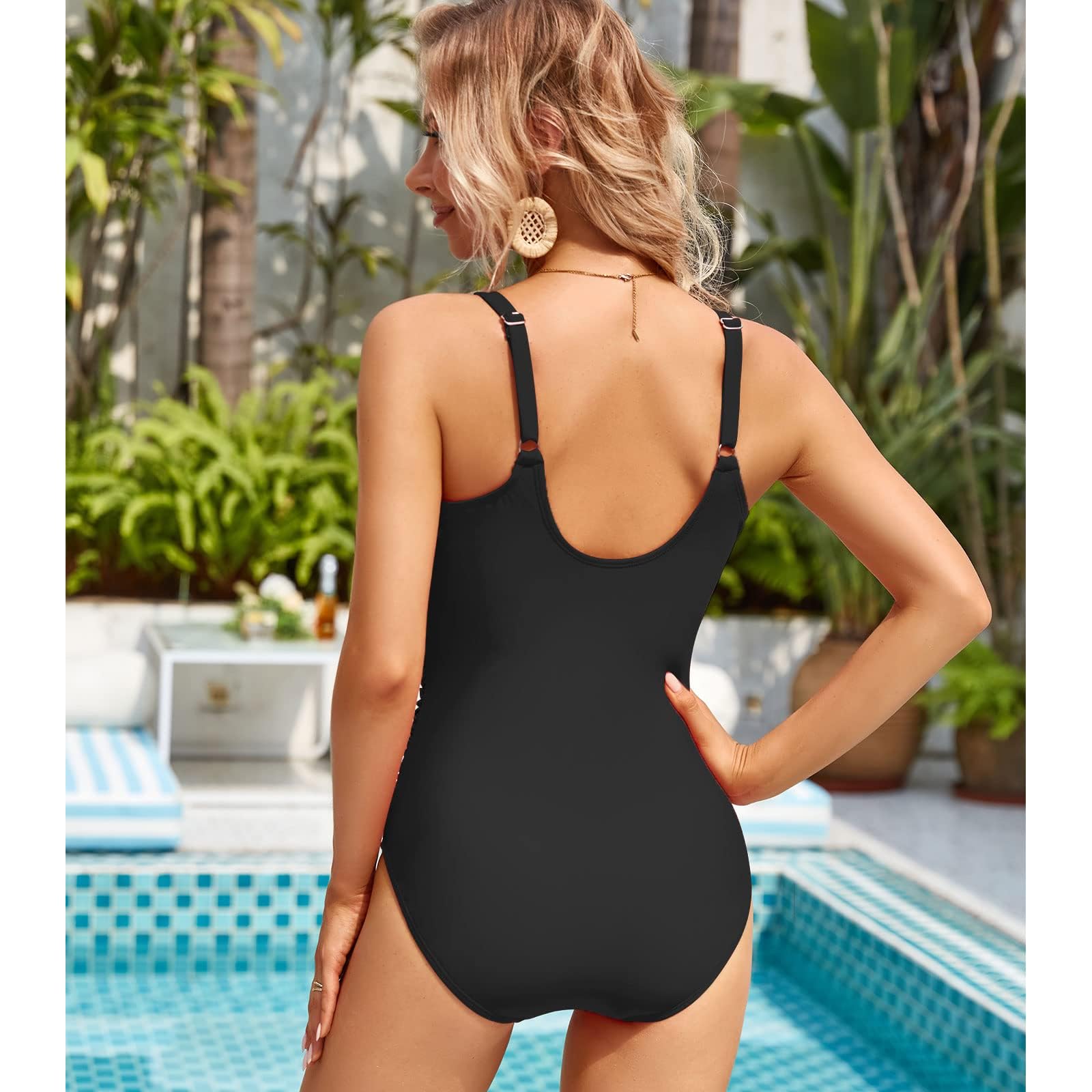 Badeanzug Damen Bauchweg Einteiliger Strandmode Hoch Taillierte Monokini Badeanzüge für Frauen Bademode Swimsuit