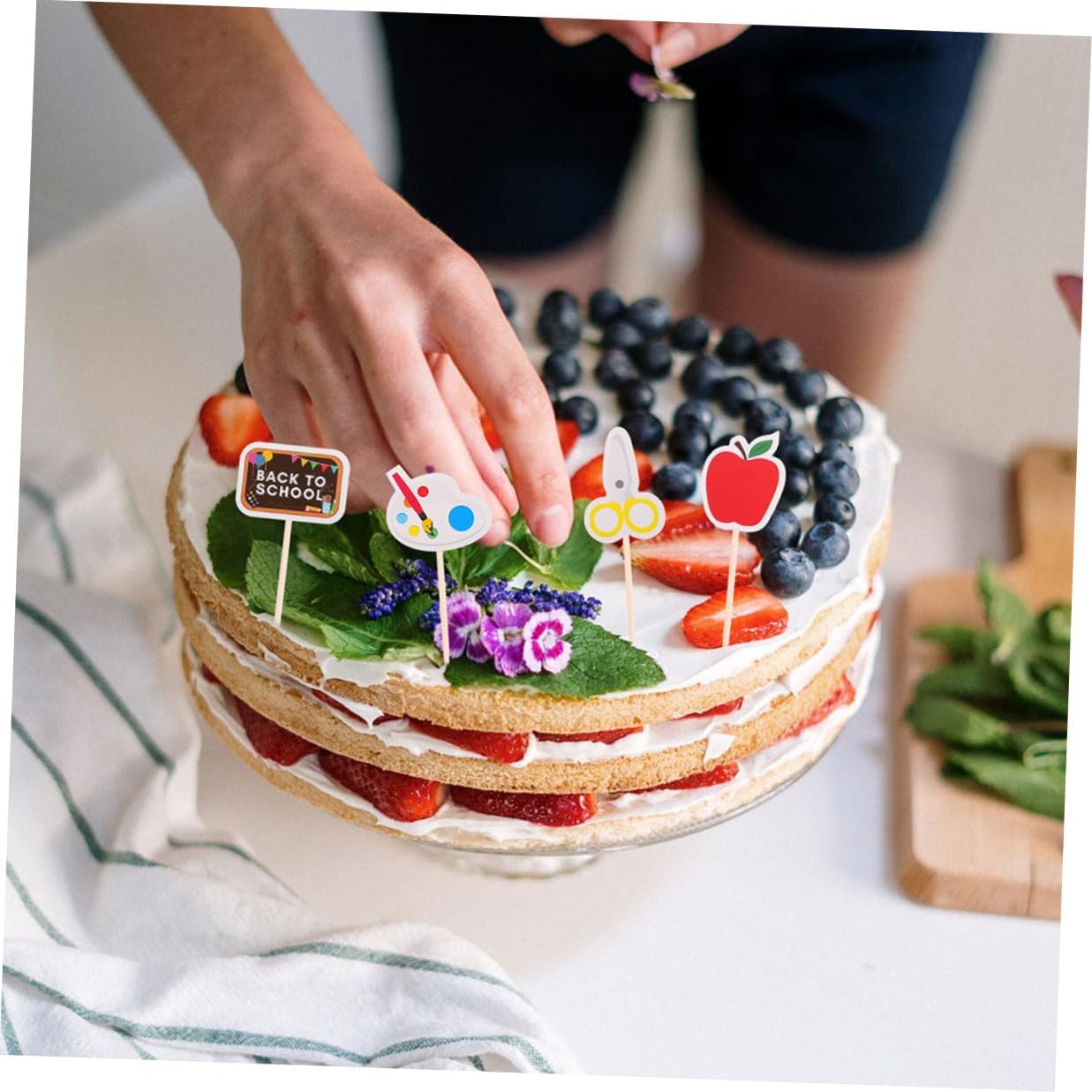 Roleader 12pcs Back to School Dessert Cake Picks Creative Cupcake Decor for Graduation Party Photo Props Non-edible Cake Topper Set