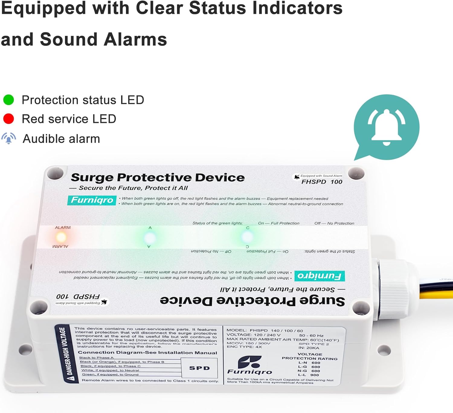 FHSPD100 Whole House Surge Protector FS100 Surge Protector Whole House Surge Protection Device Rated for 100,000 Amps, Whole Home Surge Protector, Indoor/Outdoor Use, 120/240V