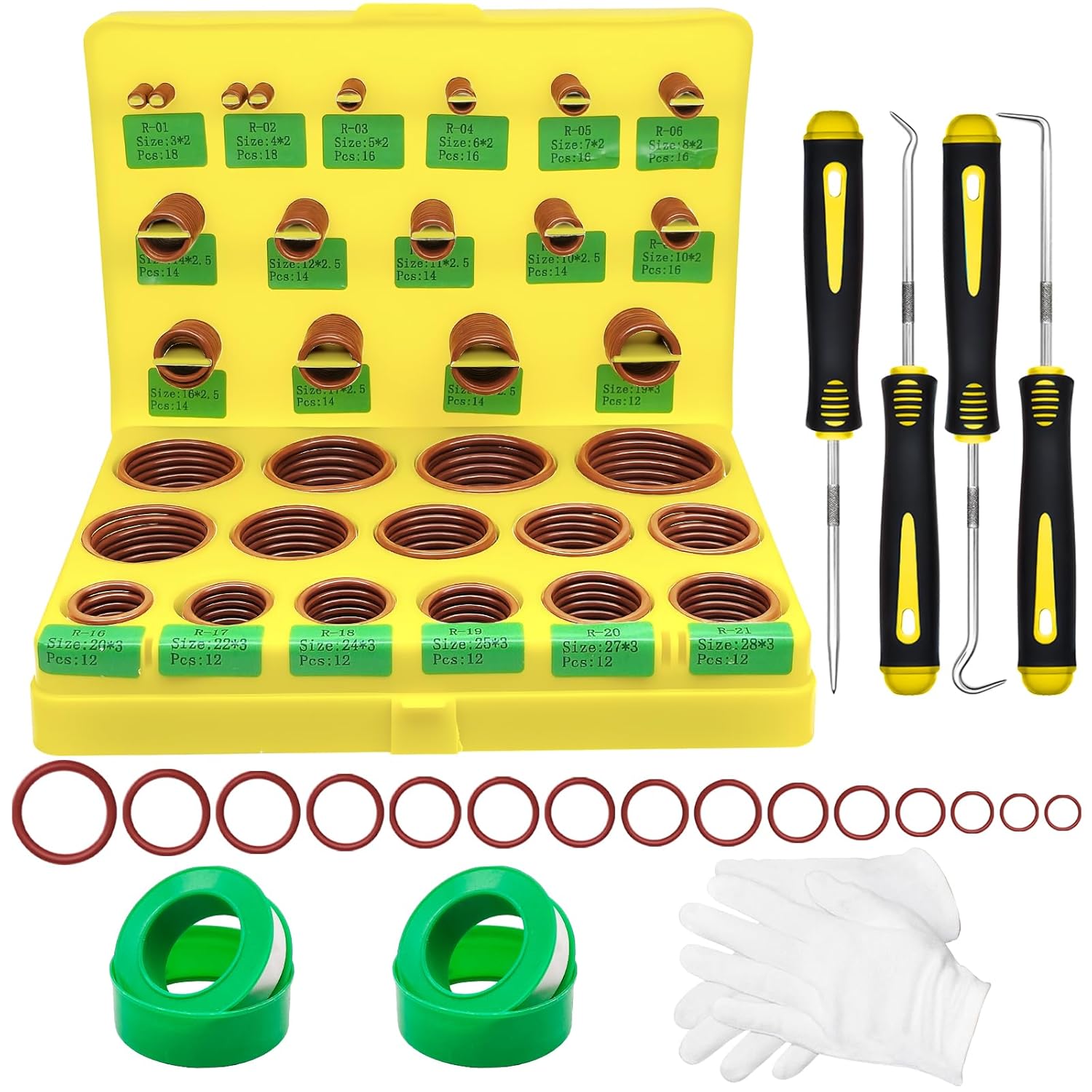 396PCS Metric Viton O-Ring Kit, 30 Sizes Viton O Rings Assortment, Shore 75A Durometer, Brown FKM Sealing, High Temperature Hydraulic O-Rings Set for Pressure Washer,Plumbing Repair and AC System