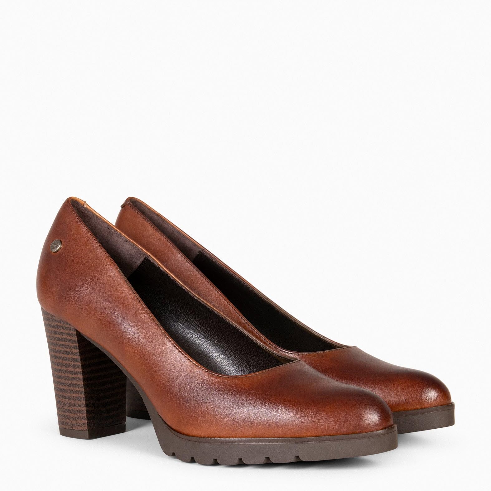 miMaO, Zapatos de tacón Ancho de Piel para Mujer, Salones cómodos con Plantilla de Gel, Elegantes para Oficina, Eventos y Uso Diario, Fabricados en España