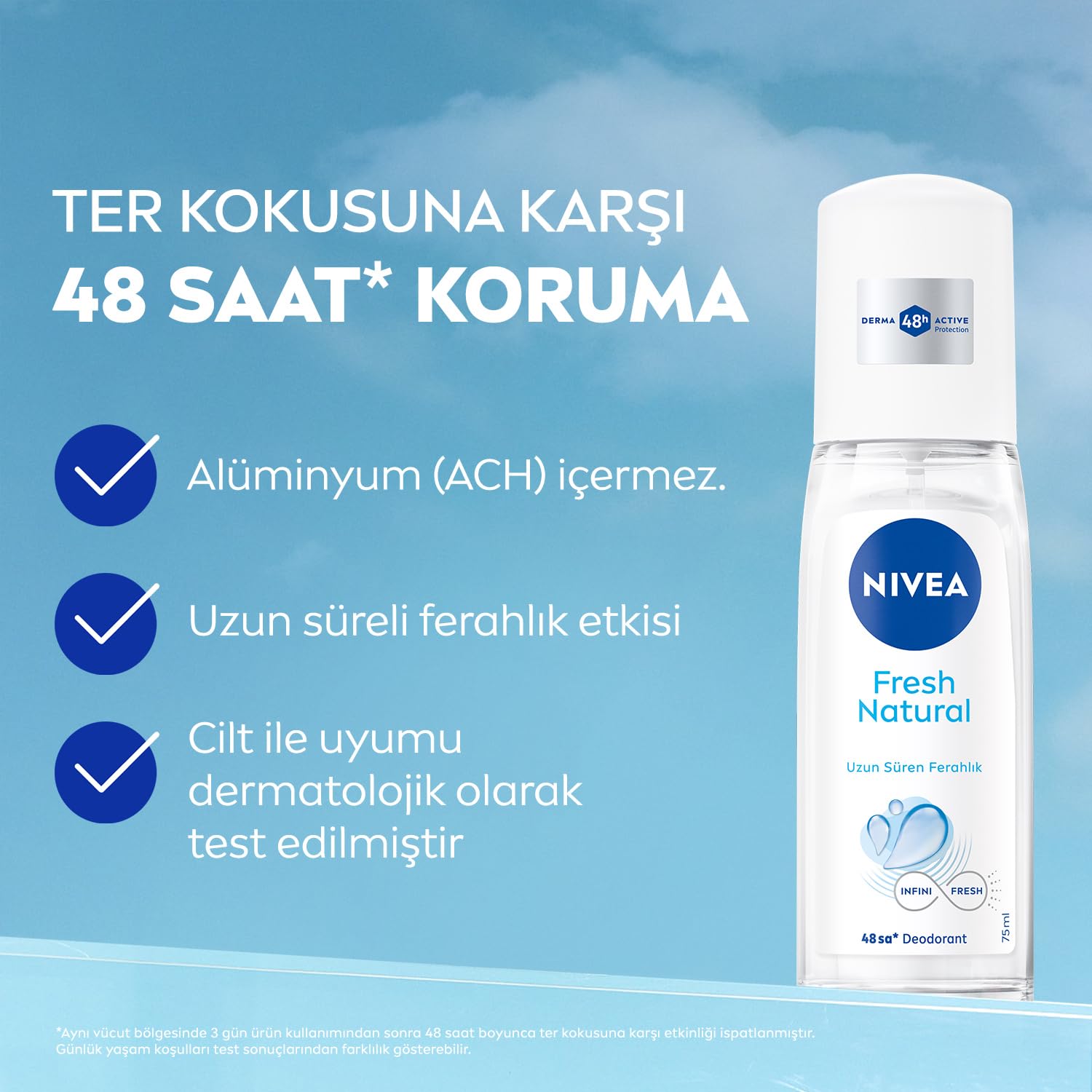 NIVEA Kadın Pump Sprey Deodorant Fresh Natural 75ml, Ter Kokusuna Karşı 48 Saat Koruma, Ferahlık 2li paket