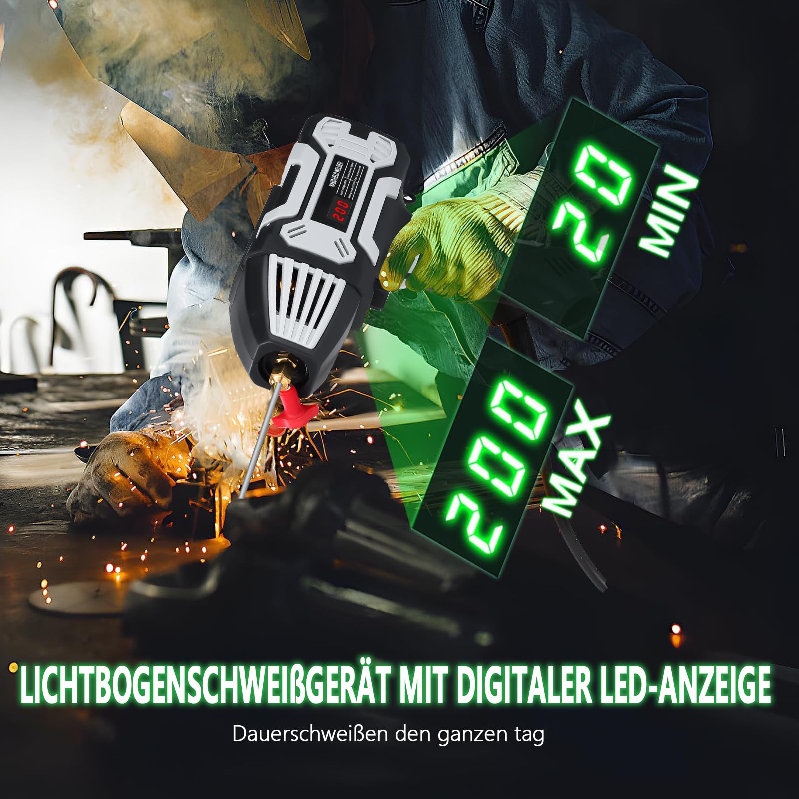 Elektroden Schweißgerät Handschweißgerät, 220V/3000W 200A Tragbares Elektrisches SchweißGerät IGBT Inverter ARC SchweißMaschine Schweißer, Handheld Welding Machine Für 1,6-3,2mm Drahtstangen