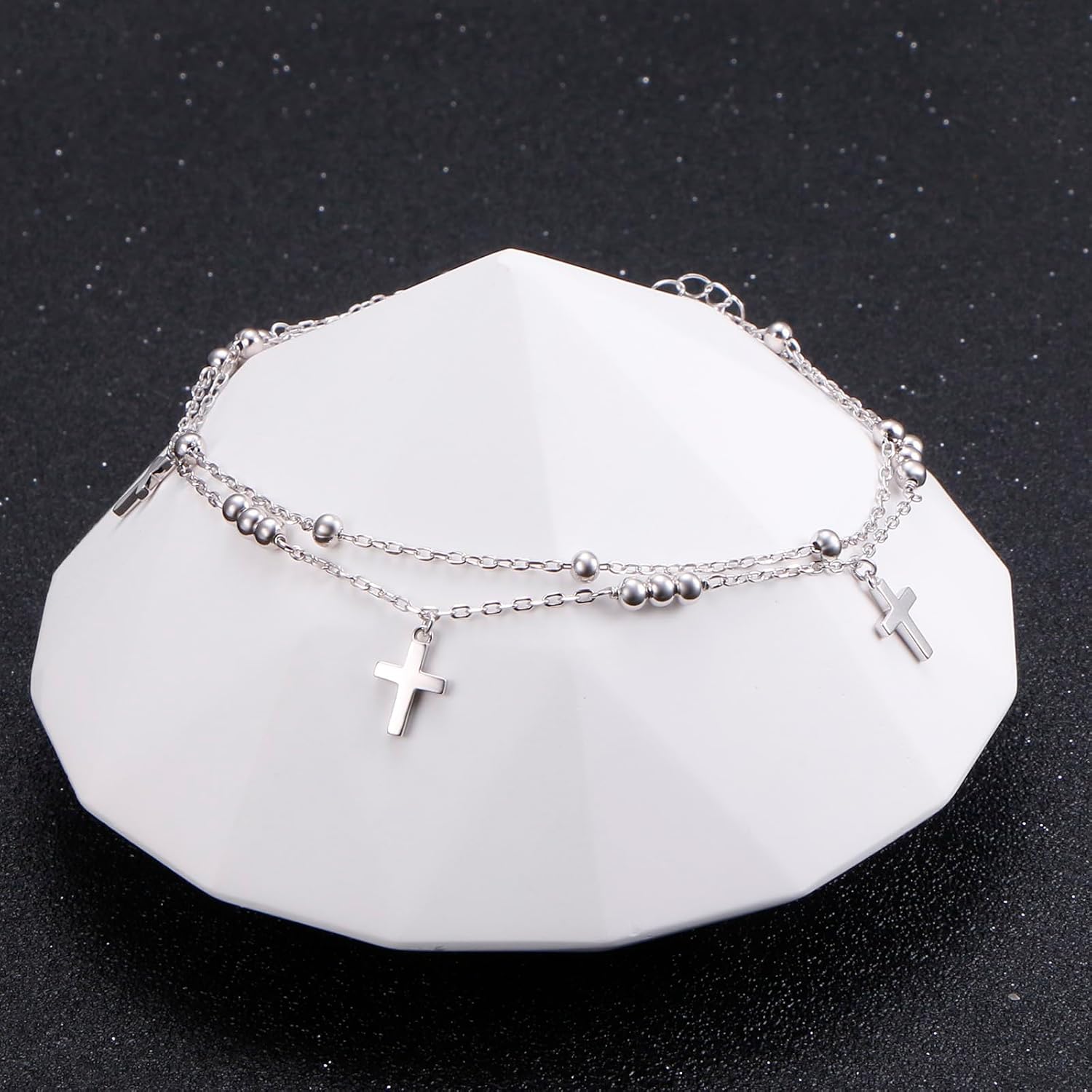 Anklet for Women S925 Sterling Silver Adjustable Plus Foot Plus Ankle Bracelet Jewelry - Image 4