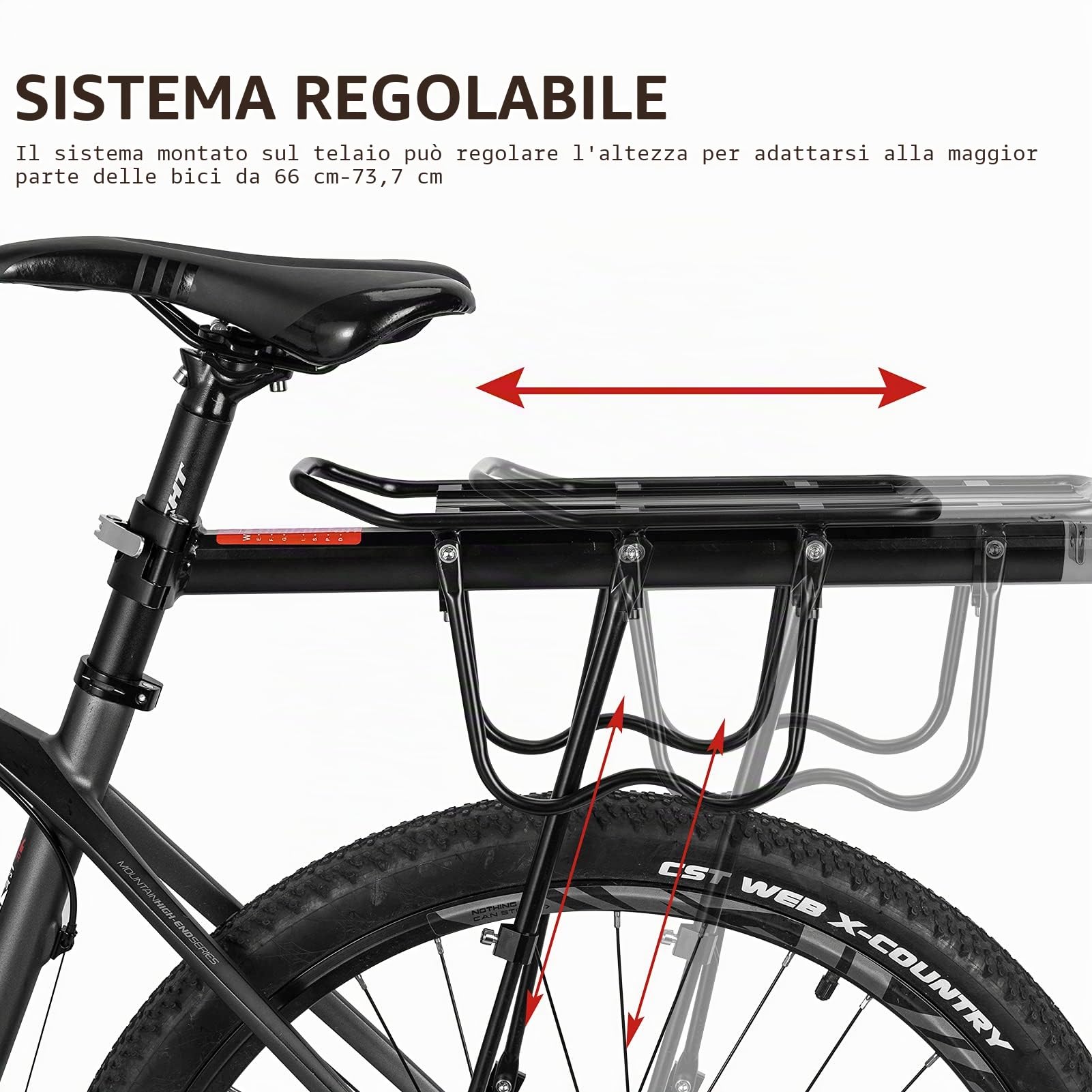 ROCKBROS Borsa Bici Posteriore Laterali 100% Impermeabile 23L + Portapacchi Bici Alluminio per Bici MTB 24-29 Pollici