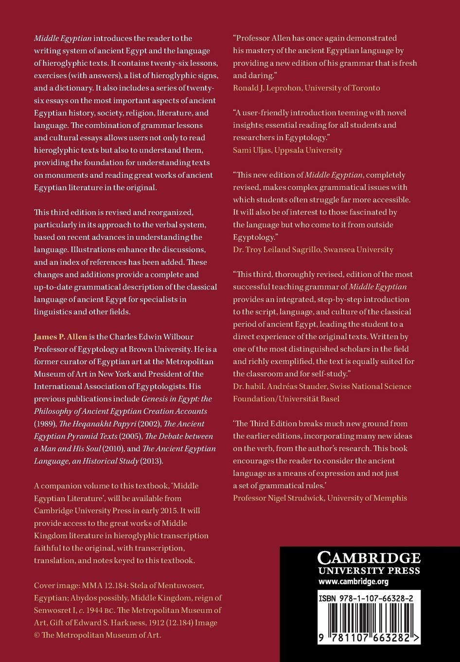 Middle Egyptian: An Introduction To The Language And Culture Of Hieroglyphs
