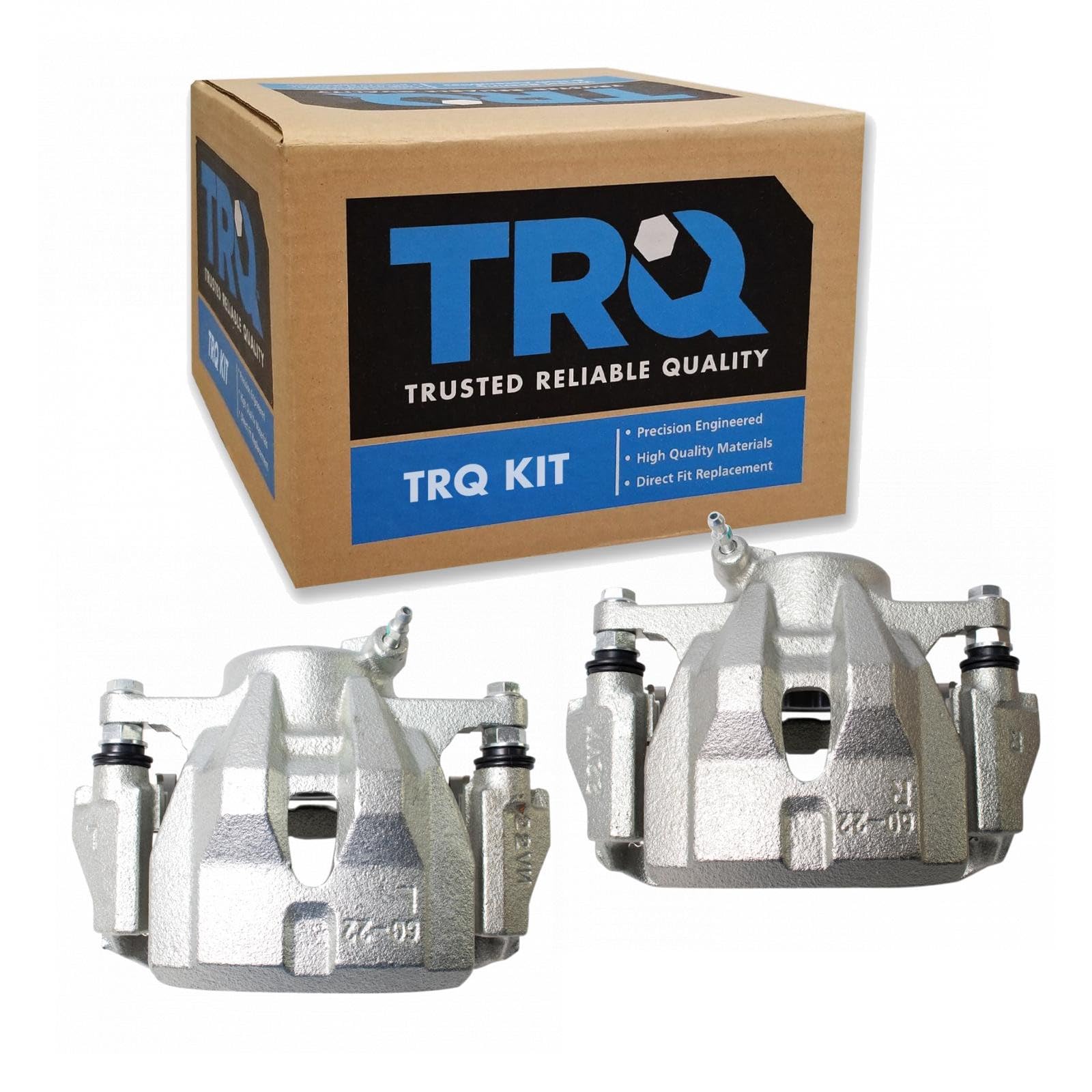 TRQ Front Brake Caliper Set Zinc Coated Brackets