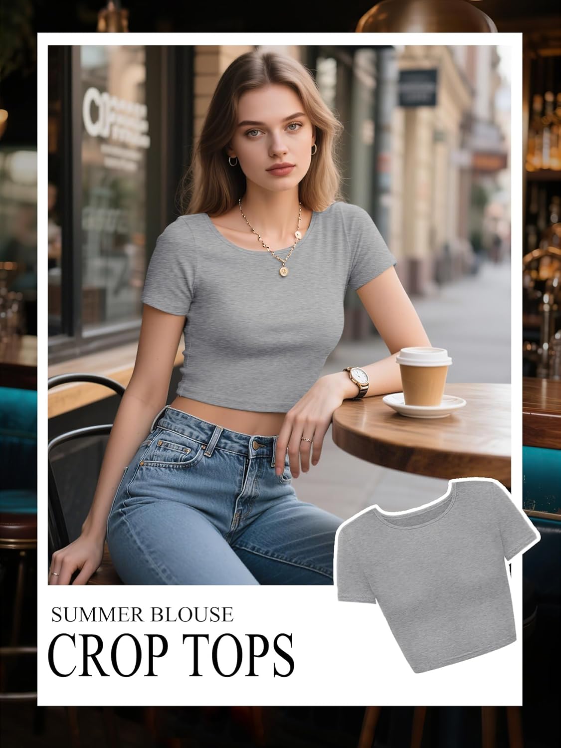 Syhood 4 Pack Summer Crop Tops for Women Basic Tight Short Sleeve Cute Trendy Scoop Neck Crop Tops for Women or Teen Girls - Image 4