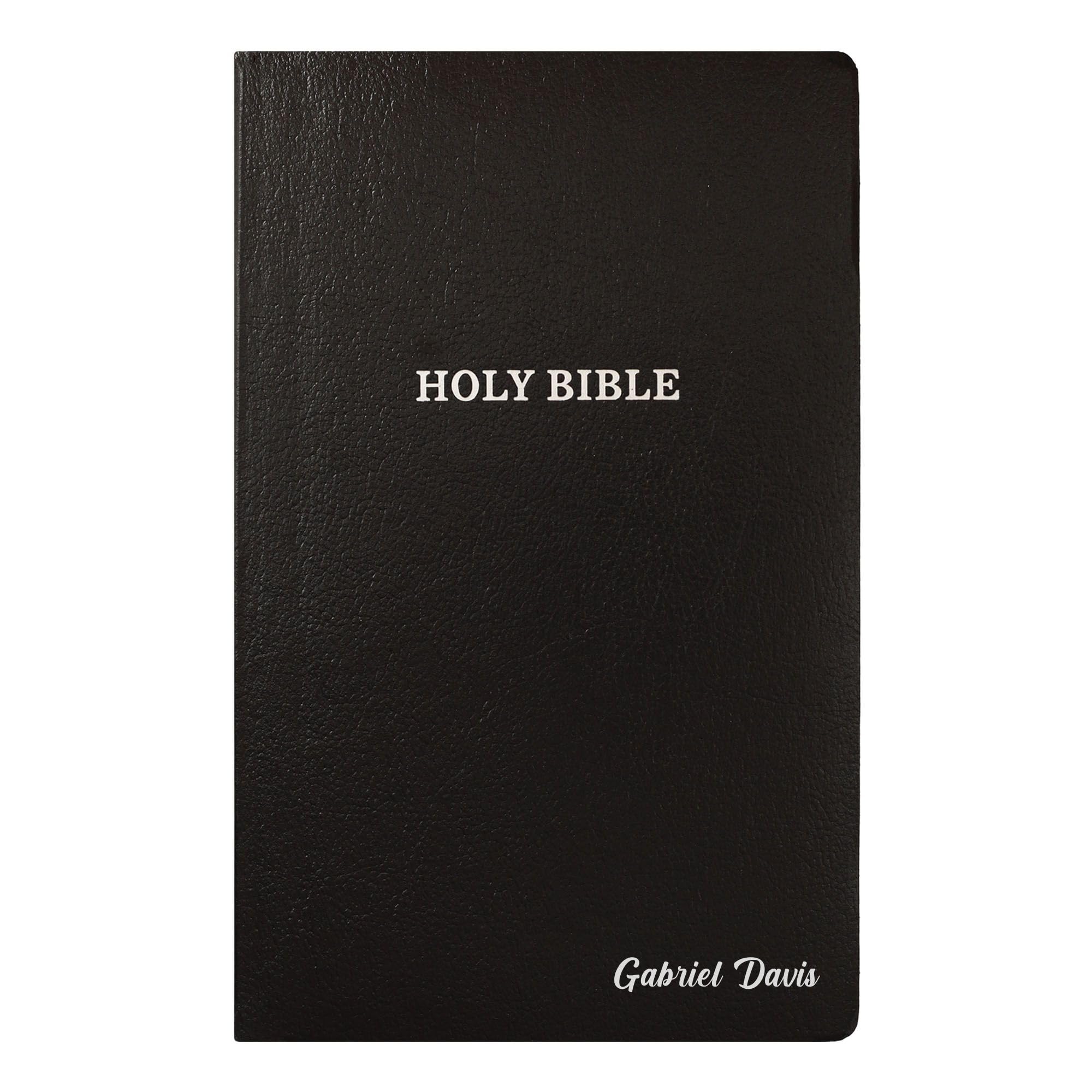 Personalized KJV Bible King James Version Faux Leather Small Print Economy Bible with Custom Name at The Lower Right Side & Red-Highlighted Verses,