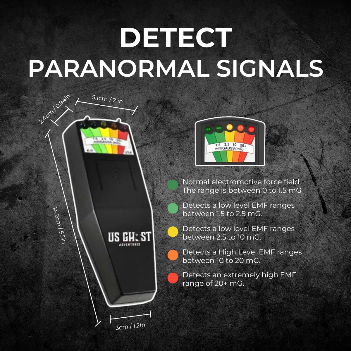 Phantom X Advanced - Medidor de EMF recargable USB-C para caza de fantasmas e investigaciones paranormales, detector de frecuencia electromagnético preciso (recargable por USB-C)