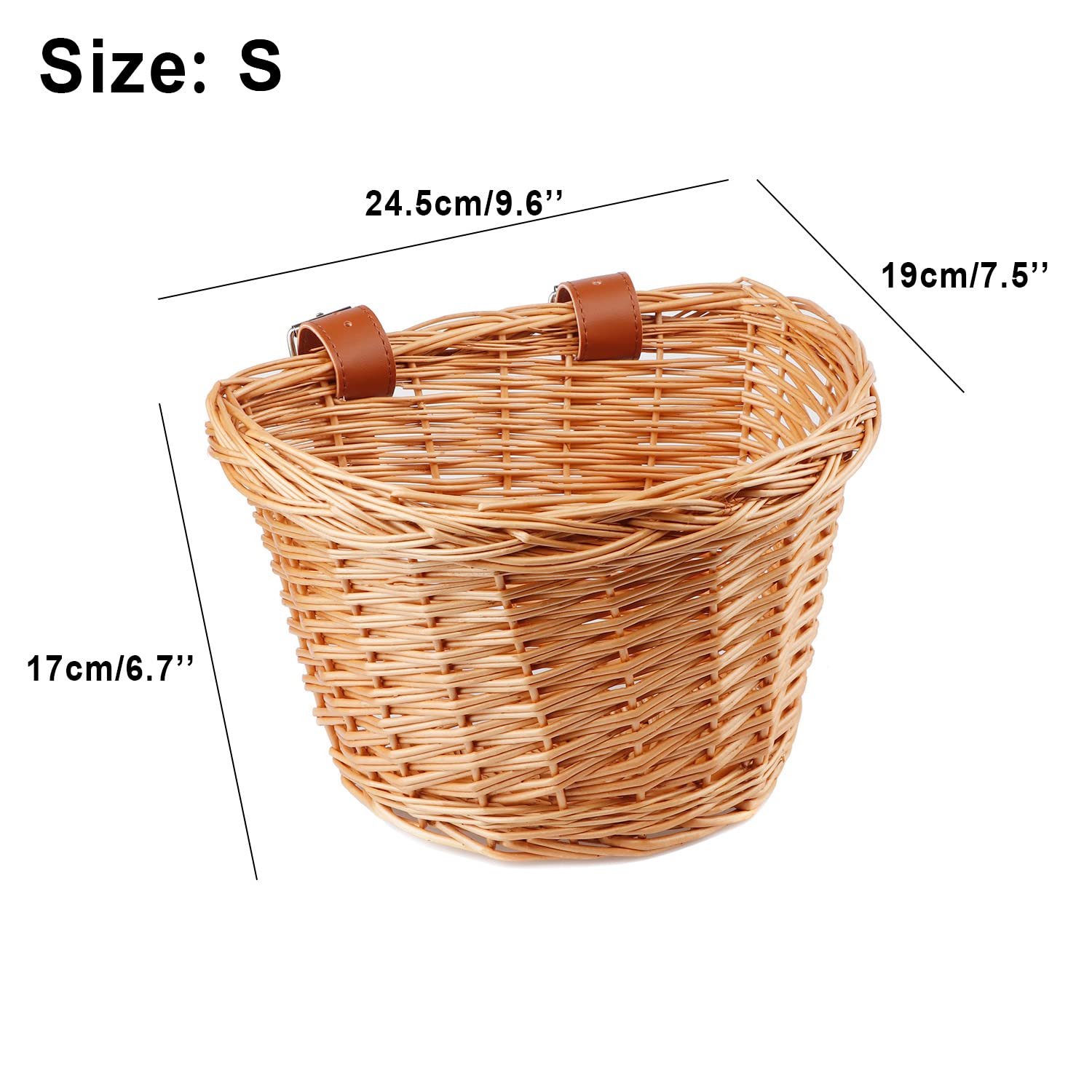 AVASTA Panier de vélo pour Enfants en Osier pour 12 14 16 18 20 Pouces Filles Vélos Scooter Tricycle Accessoires de vélo pour Enfants avec Sangles en Cuir Plusieurs Couleurs