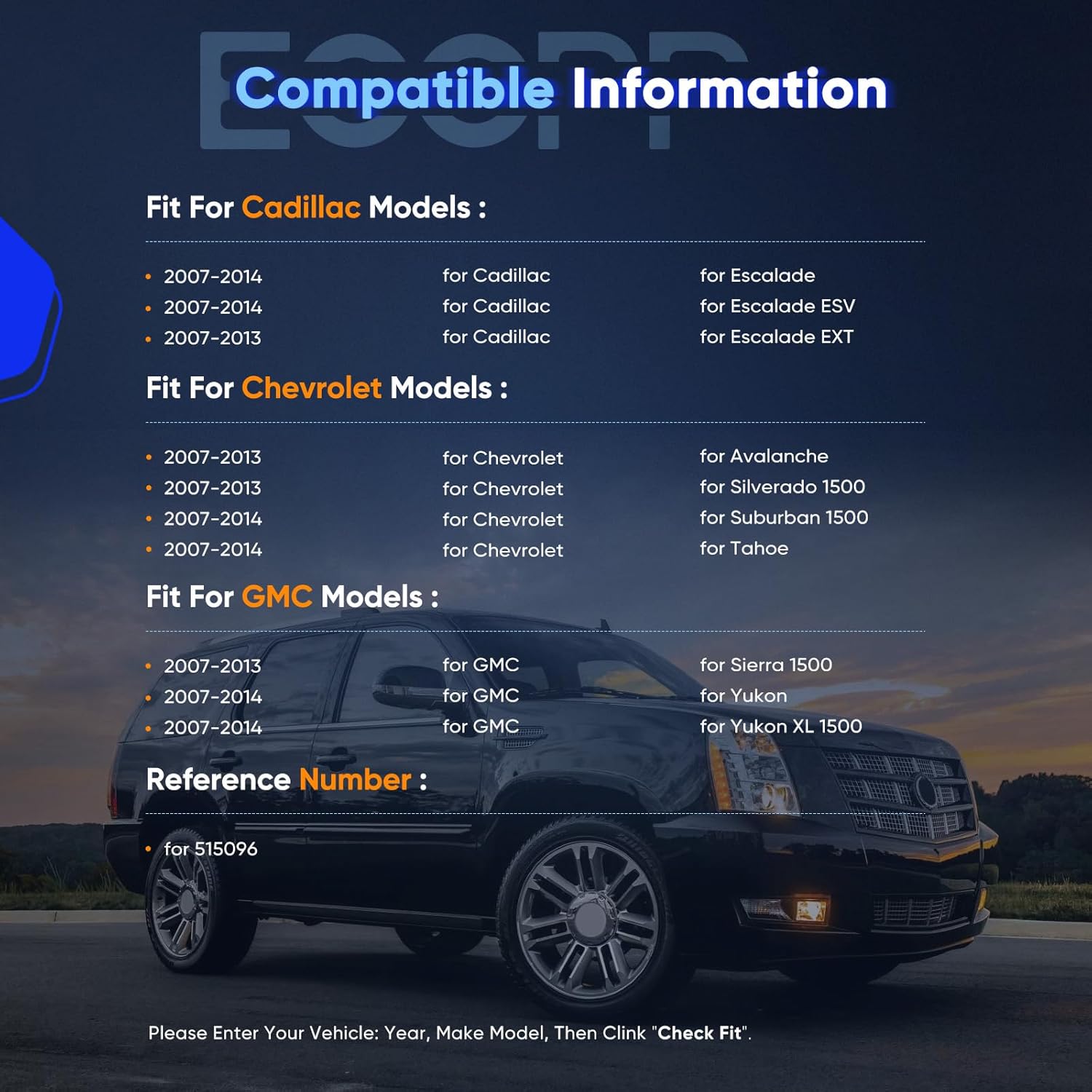 ECCPP 515096 Front Wheel Hub Bearing Assembly for Chevy Avalanche, Silverado, Suburban, Tahoe, Cadillac Escalade, GMC Yukon Sierra 1500 4X4 4WD 6 Lug Left Or Right W/ABS - Image 2