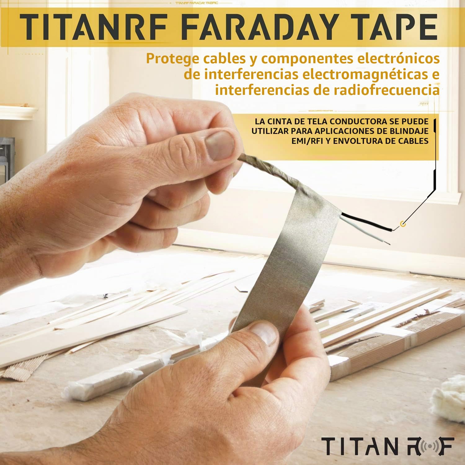 Mission Darkness TitanRF Faraday Tape - High-Shielding Conductive Adhesive Tape // Used to Connect TitanRF Fabric Sheets or Seal RF Enclosures // 2.5in W x 10ft L (6.35cm x 3.05m)