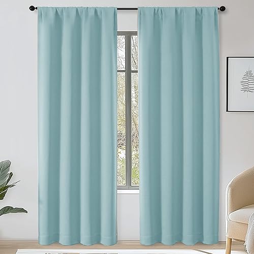 Miniatura 75 de OWENIE Sally Ever Green Cortinas Opacas para Dormitorio Sala de Estar 63 Pulgadas de Largo Juego de 2 Paneles, Aislamiento Térmico Ahorro de Energía