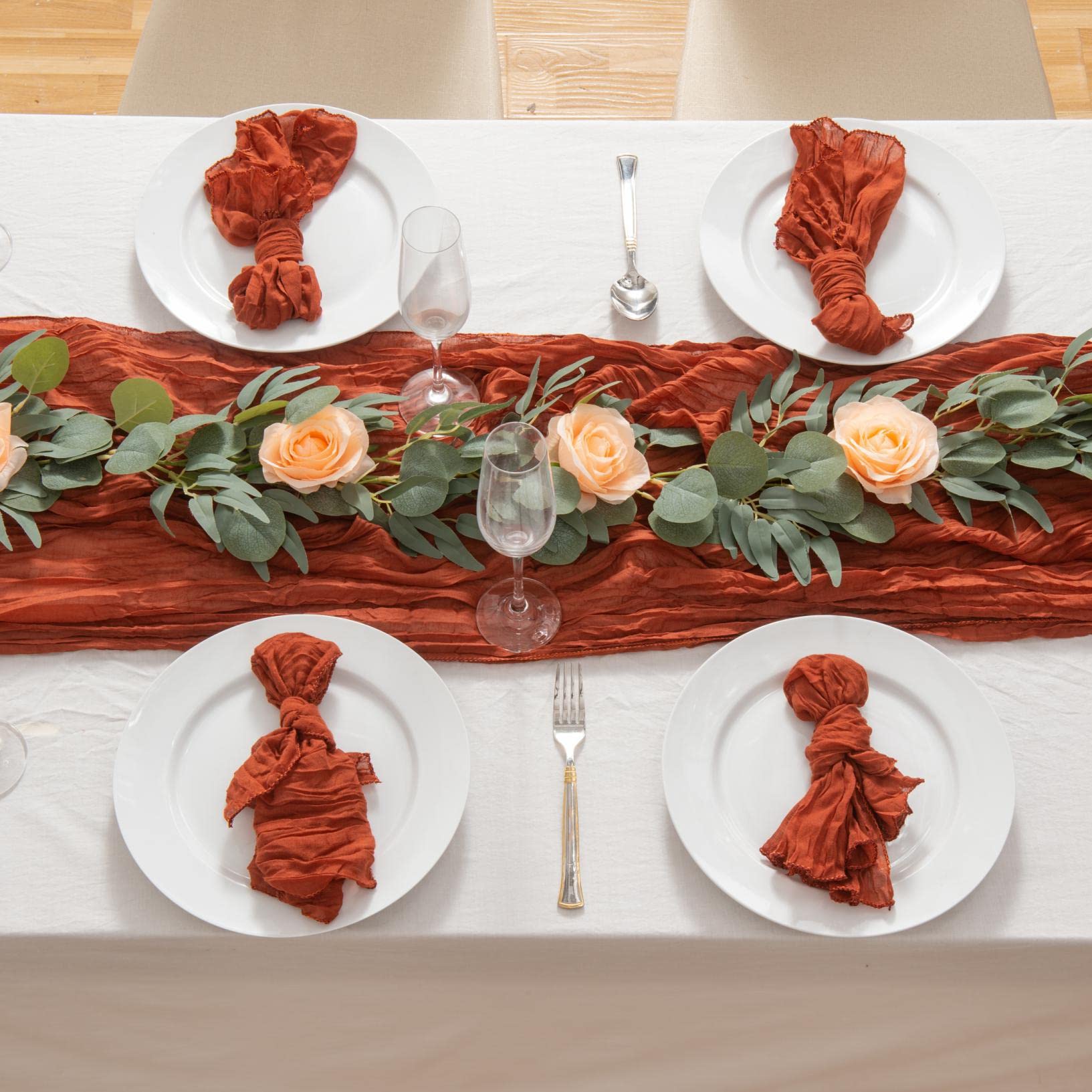 MINGKI Camino de Mesa para decoración de Bodas, 6 uds, decoración rústica para Bodas, Fiestas de cumpleaños, Mesa de Ducha Nupcial, Bar para el hogar, Caminos de Mesa oxidados