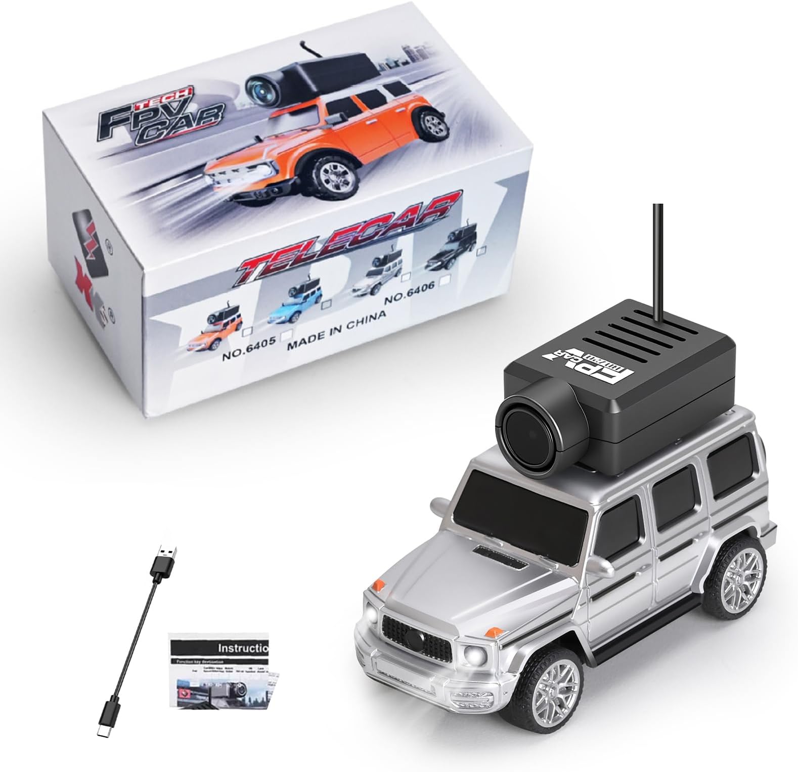 1:64 Mini RC Car, 2.4G FPV Remote Control Toy Car with 720P HD Camera Gyro LED Light APP Controlled Vehicle for Teens Adults (Silver)