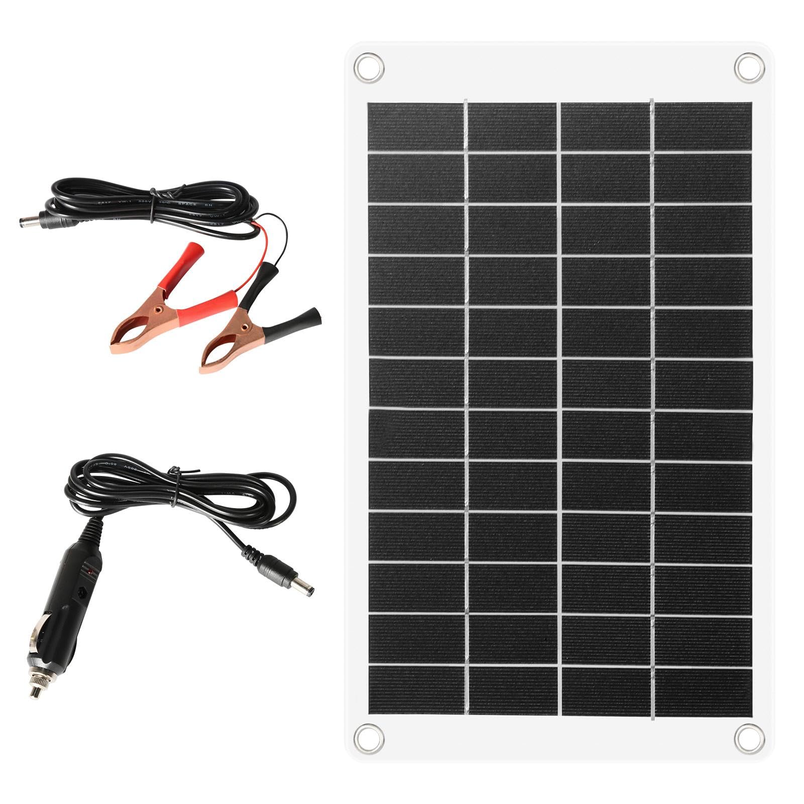 DEWIN Pannello Solare 12V 20W Pannello Solare Portatile Pannello Fotovoltaico Kit Pannello Solare 12V con Batteria per Connettore di Ricarica per Auto Camper, Case da Giardino, Barche
