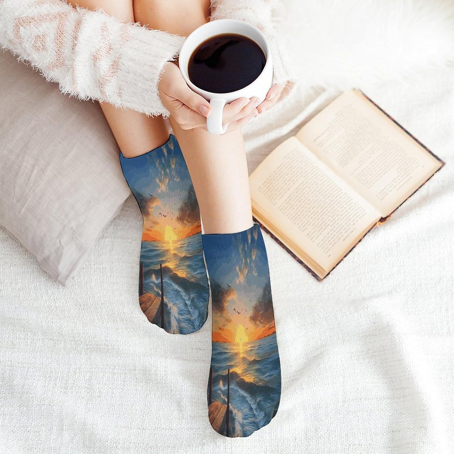 Sunset Sea Ankle Socks for Men Women 5 Pairs | Comfortable Casual Low Cut Socks, Lightweight No Show Breathable Athletic Socks, Soft Mini Crew Socks for All Seasons