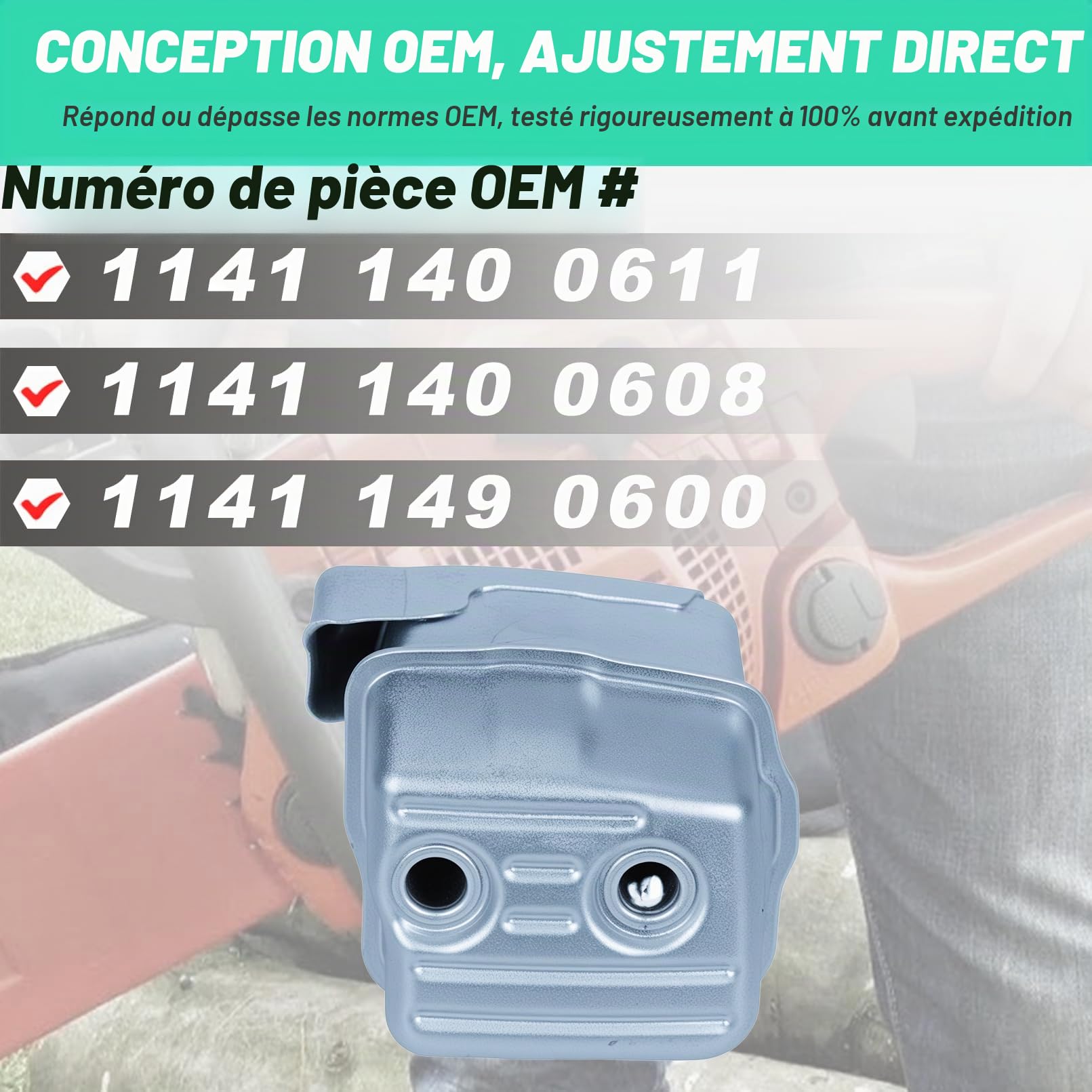 ADEFOL Kit de Silencieux Échappement avec Joint pour STIHL MS271, MS291, 1141 140 0611, 1141 140 0608