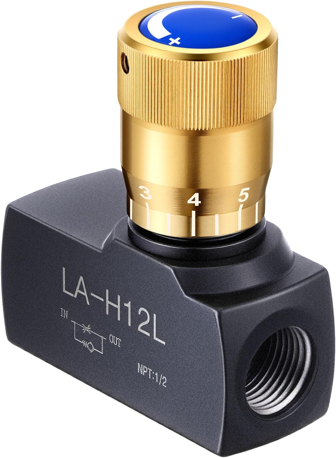 Pelopy 1/2 Inch NPT Hydraulic Needle Valve Flow Control Single Direction Carbon Steel Durable & Leak-Proof