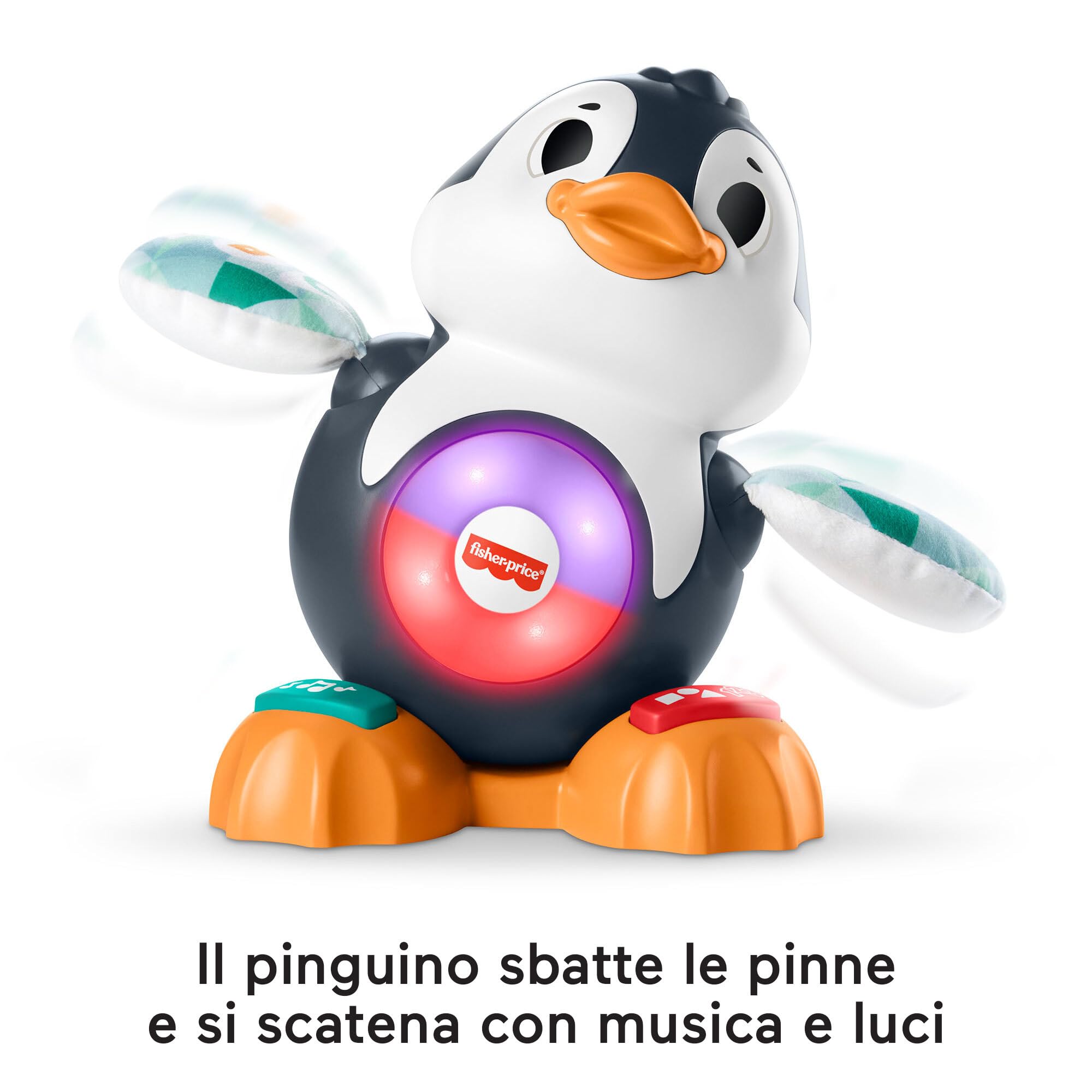 Fisher-Price - Parlamici Pino Pinguino Numeri e Parole, versione italiana, giocattolo interattivo musicale con luci e movimenti per l'apprendimento, giocattolo per bambini, 9+ mesi, HRB78