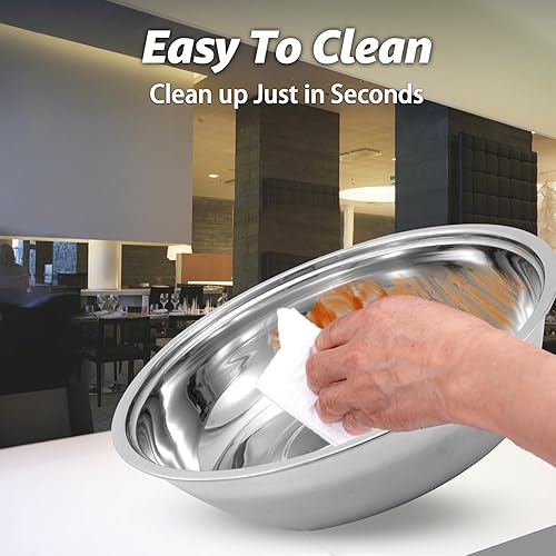 Miniatura 4 de Platos de roce para bufé, paquete de 4 platos redondos plateados de 5 cuartos de galón de acero inoxidable con soporte de tapa de vidrio para