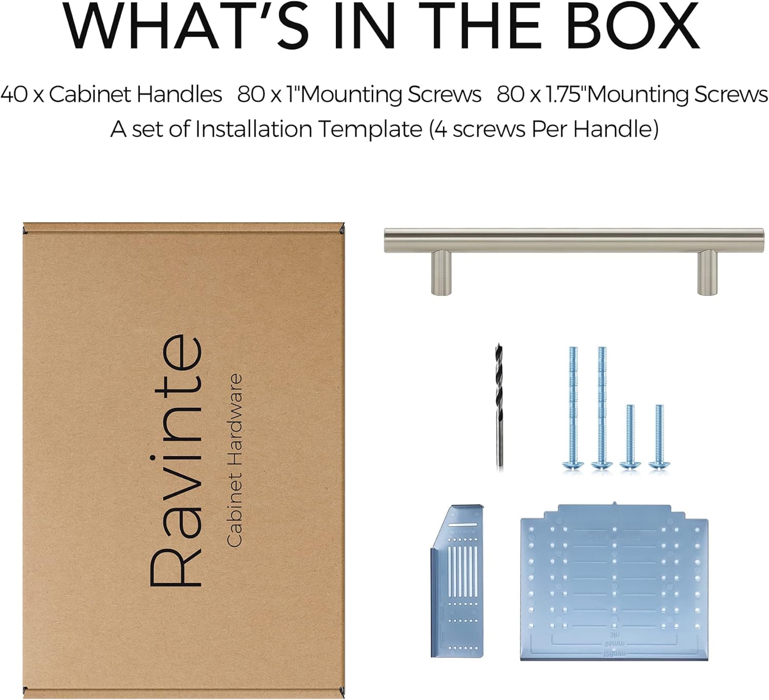 Ravinte 40 Pack | 7.38'' Cabinet Pulls Brushed Nickel Stainless Steel Kitchen Drawer Pulls Cabinet Handles 7-3/8”Length, 5” Hole Center with Mounting Template