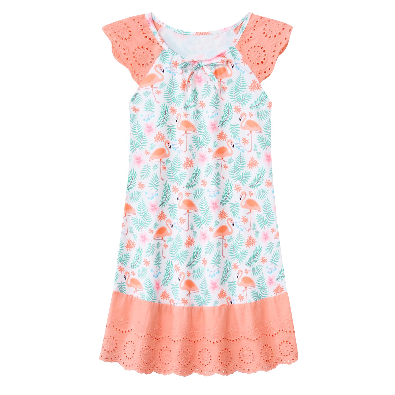 Vieille Girls Nightgowns Cute Princess Sleepwear Flutter Sleeve Pajamas Nightie Dress 5-12 Years