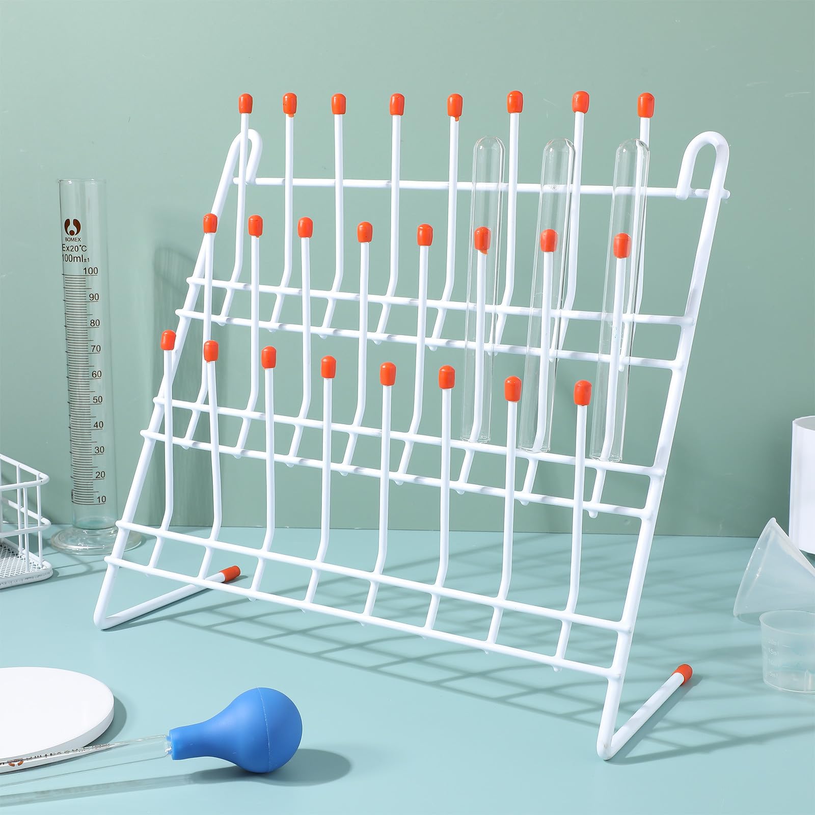 Rack di Essiccazione per Tubi da Laboratorio in Acciaio Inox 30X30 CM Porta Provette e Bicchieri per Uso Industriale e Scientifico Facile da Svuotare e Pulire