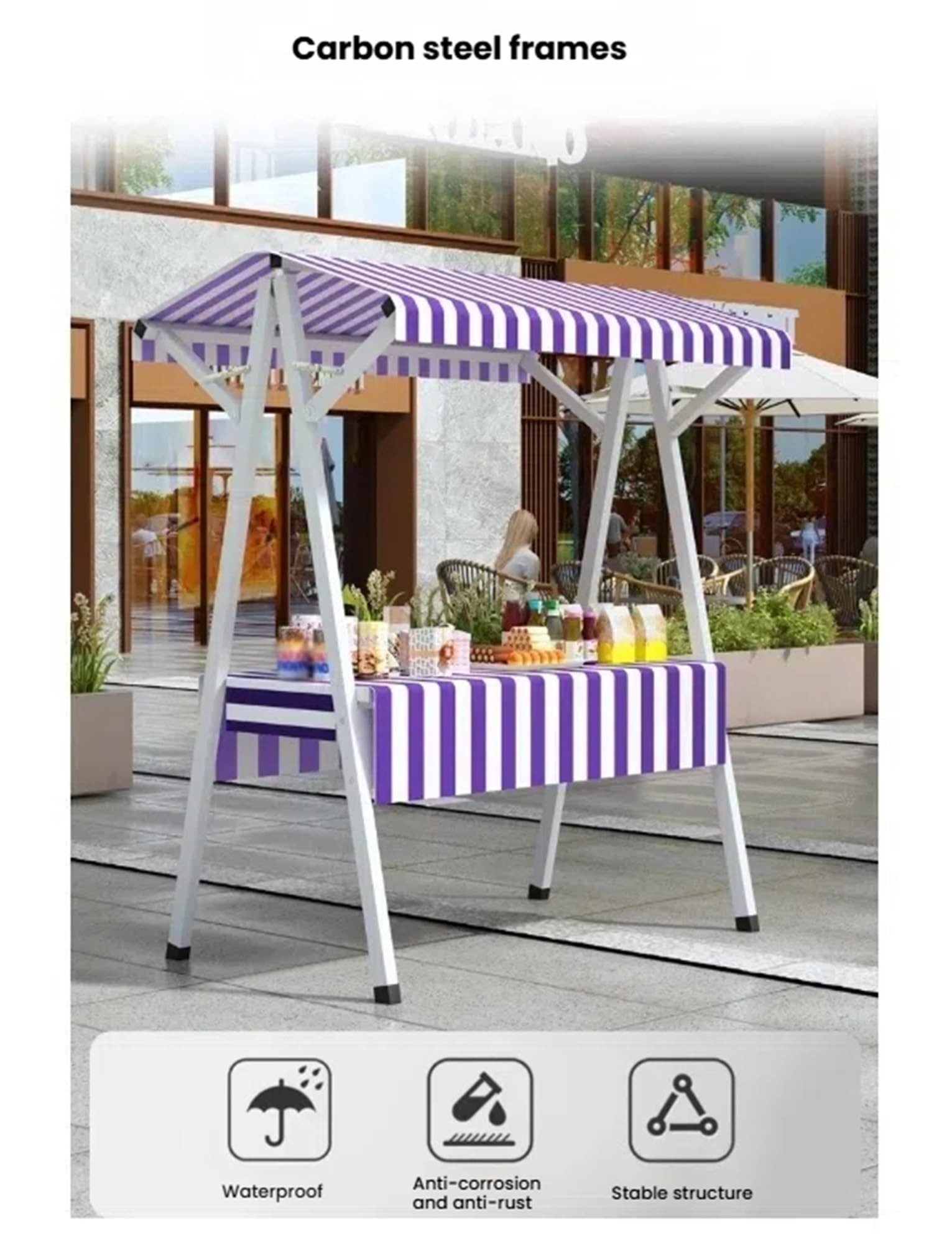 Carrelli per bancarelle del Mercato, espositori per bancarelle del Mercato per venditori ambulanti, carretto per Cibo da Strada con Ruote, Ripiani modulari Portatili, Pronti per Food Truck -