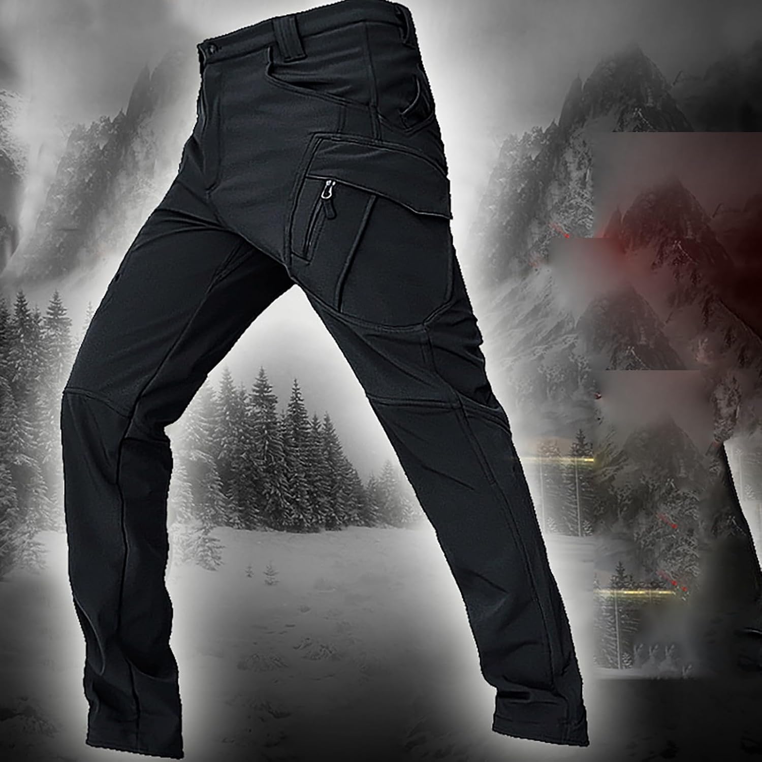 Wasserdichte Wanderhose Für Herren, Mit Fleece Gef Produktbild-Vorschau 9
