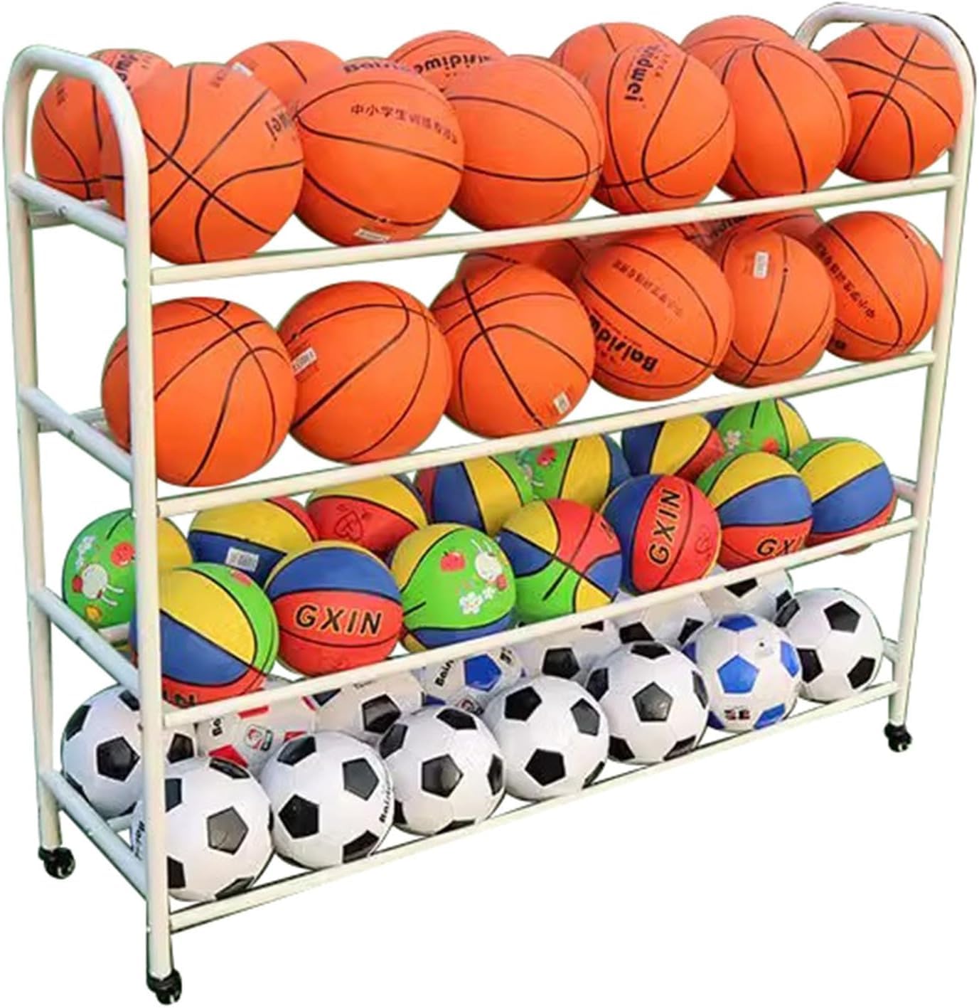 Rangement ballons en métal pour gymnase, école et garage