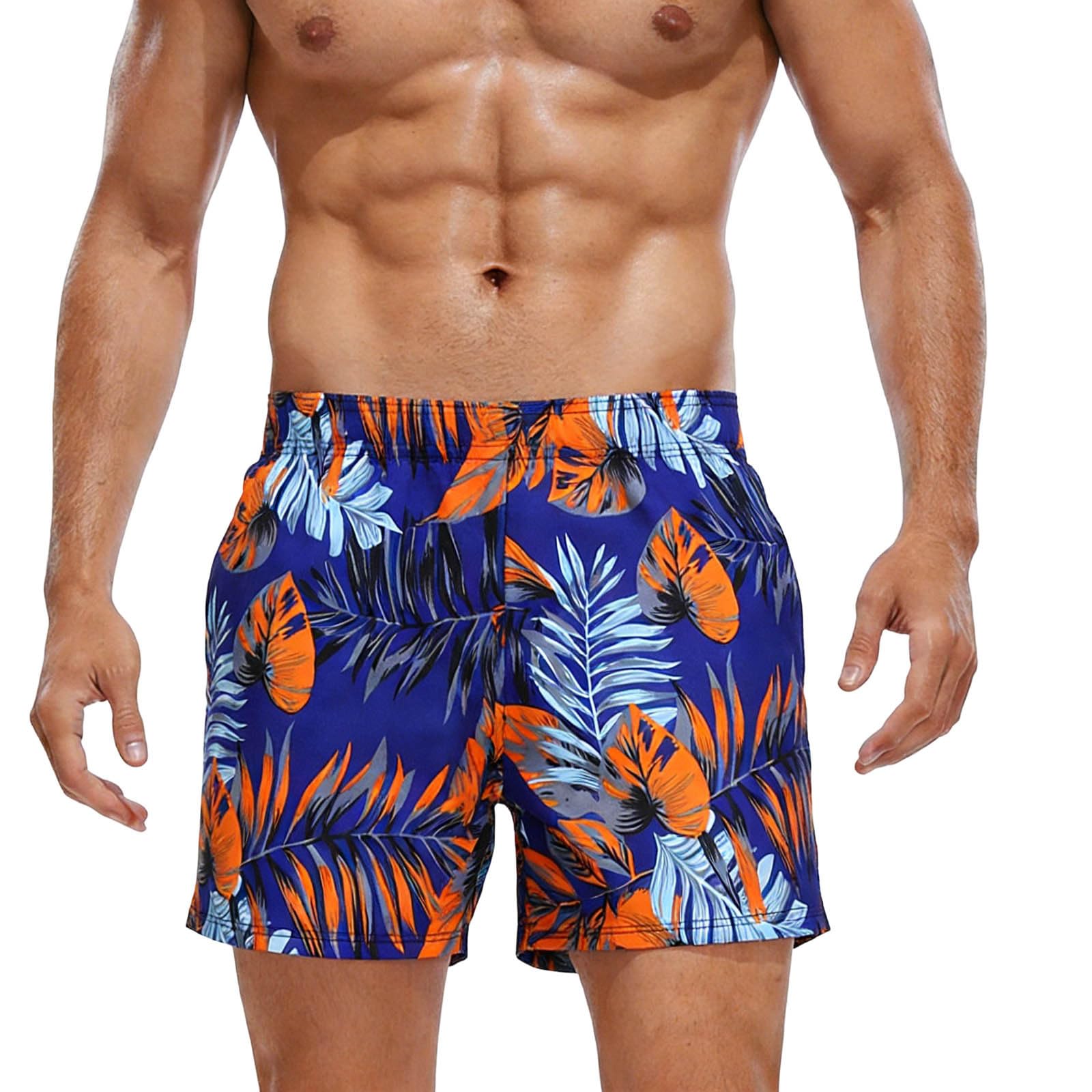 Shorts Herren Hawaii Kurze Hosen Sommer Leicht Und Luftig Herrenshorts Strand Atmungsaktive Sommershorts Tunnelzug Taschen Sport Freizeitshorts Freizeit Sportshort Orange Einheitsgröße