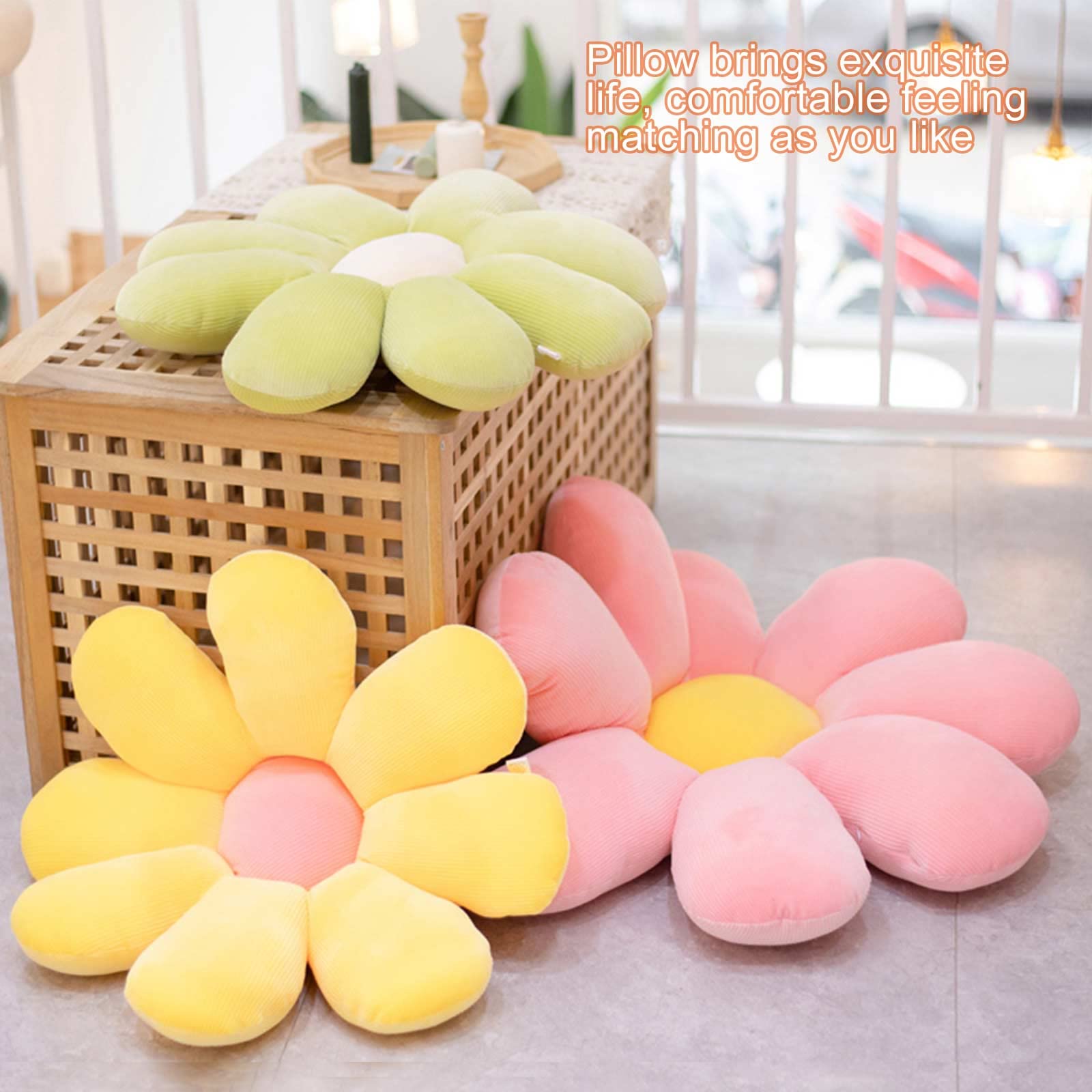 2 Cuscini a Fiore, Cuscino a Forma Di Margherita per Sedia Da Pavimento