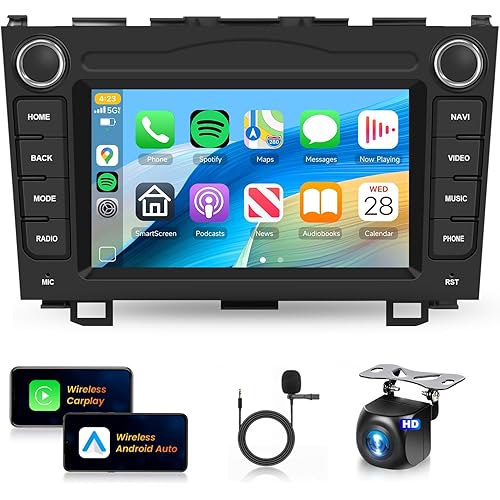 2+64G Car Stereo for Honda CRV 2007-2011 Android Car Radio Wireless Carplay/Android Auto,7“ Touch Screen GPS WiFi Bluetooth FM/RDS Mirror Link SWC+ Backup Camera for Honda CRV Radio
