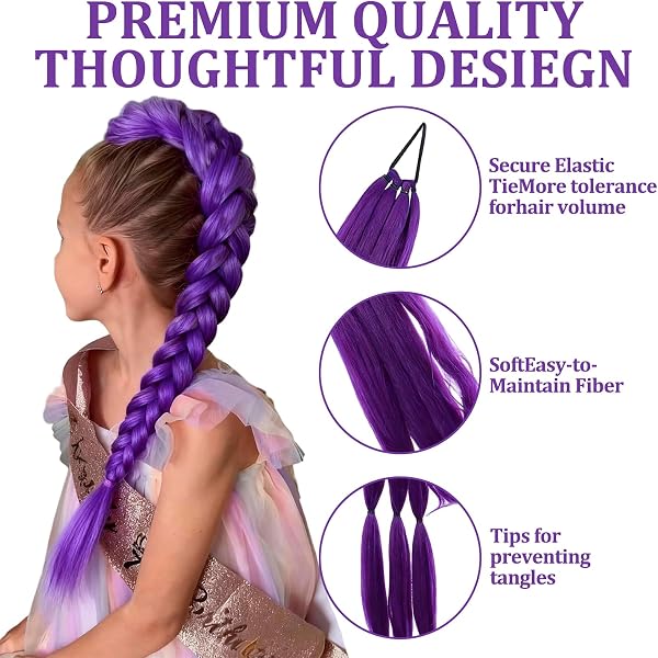 Perruque Ru-mi Enfant Perruque Kpop Perru-que Violette Enfant P-erruque K Pop Rajout Cheveux Violet pour Halloween Cosplay Soirées Dansantes avec 6 Tatouage Temporaire Violet 1 Bracelet Tissé - 3