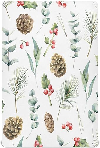 Kigai Fitted Crib Sheet for Boys & Girls Christmas Pinecone Soft Breathable Unisex Baby Sheets for Standard Crib and Toddler Mattresses 39 x 27 in