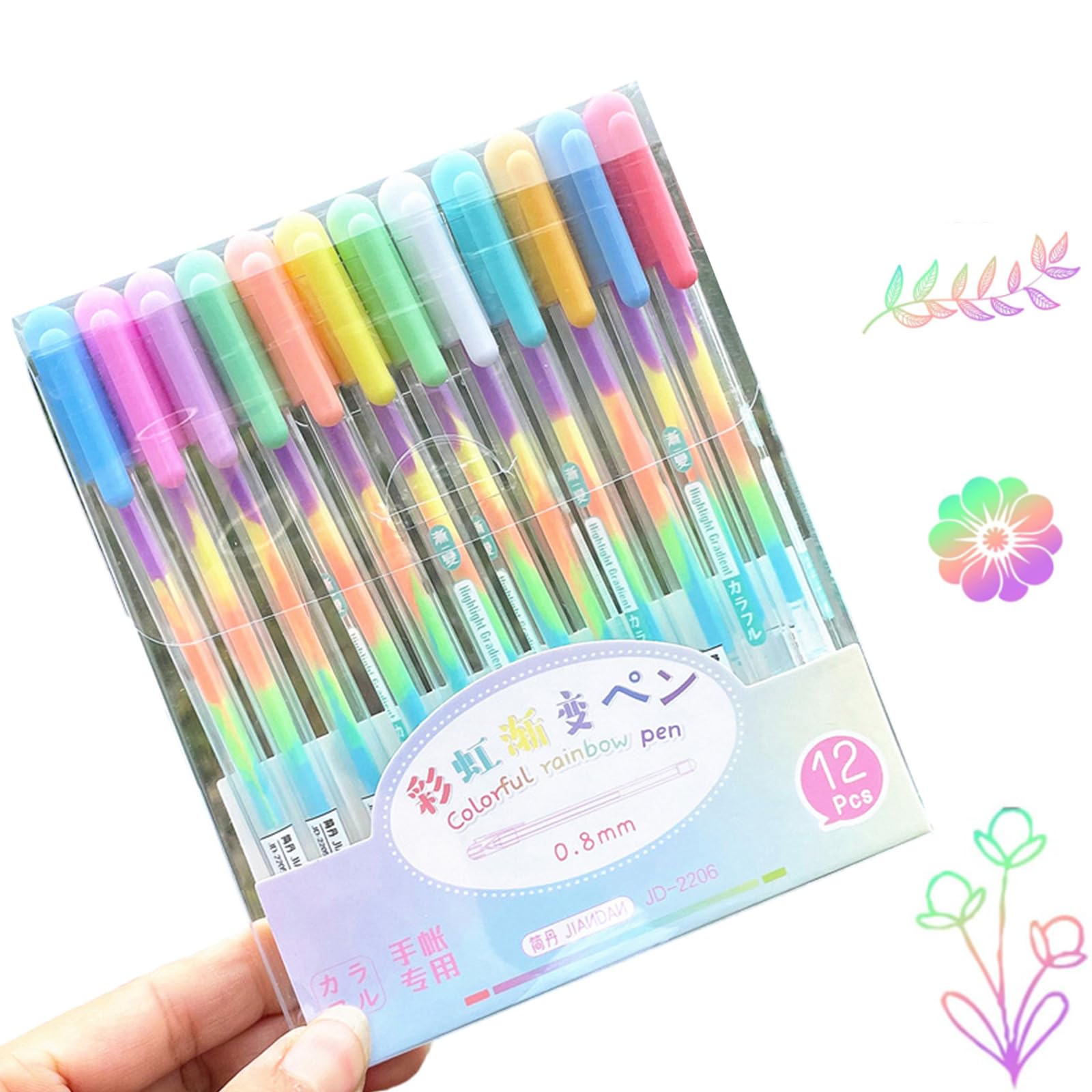 Amazon | Meiliyizu レインボーペン、6/12 x レインボージェルペン