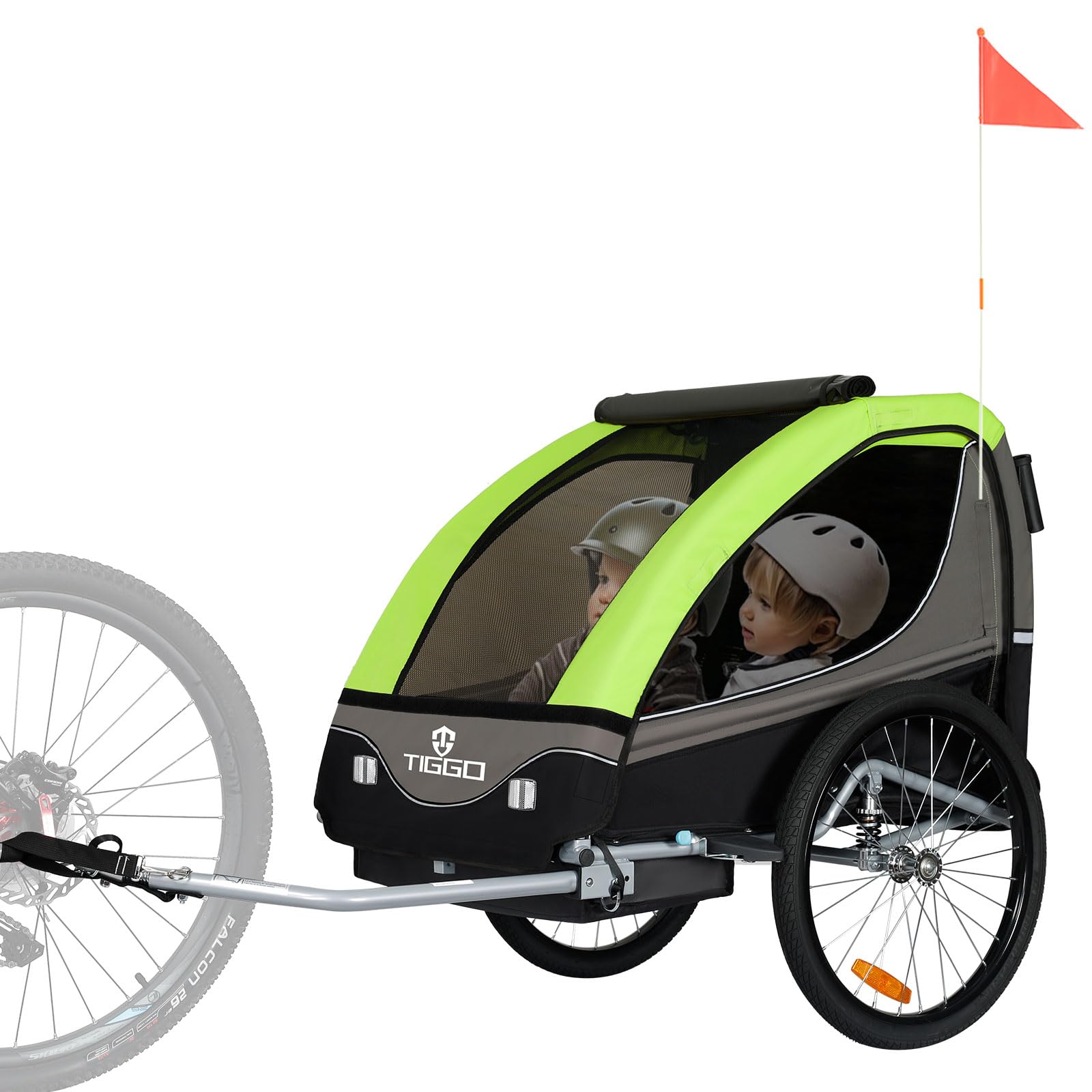 Tiggo S2 Remorque pour Enfants 2 en 1 Velo Suspension 5 Points Ceinture de securite 360° Roue Jogger Poussette